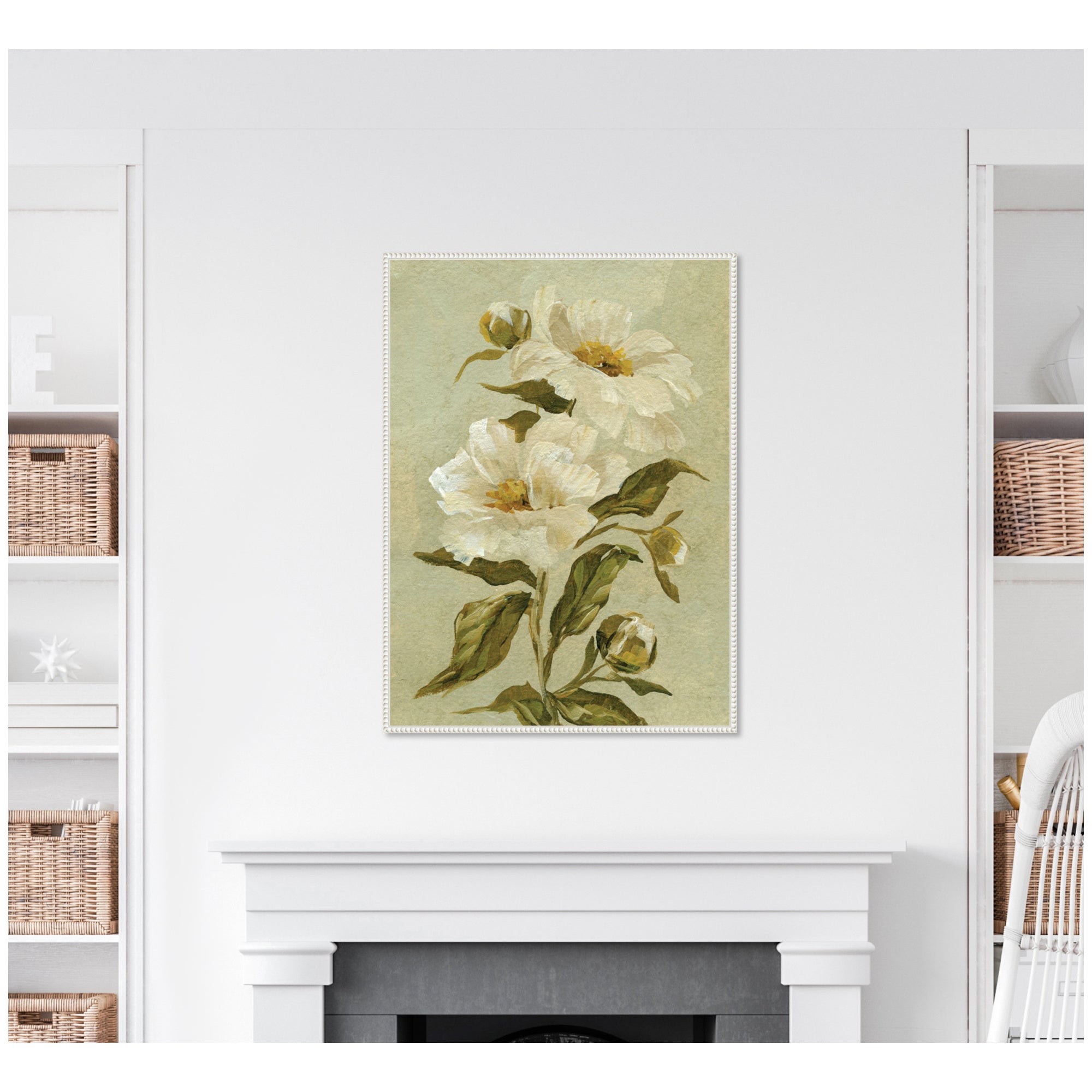 Framed Canvas Sylvie Beaded White 28x38 6