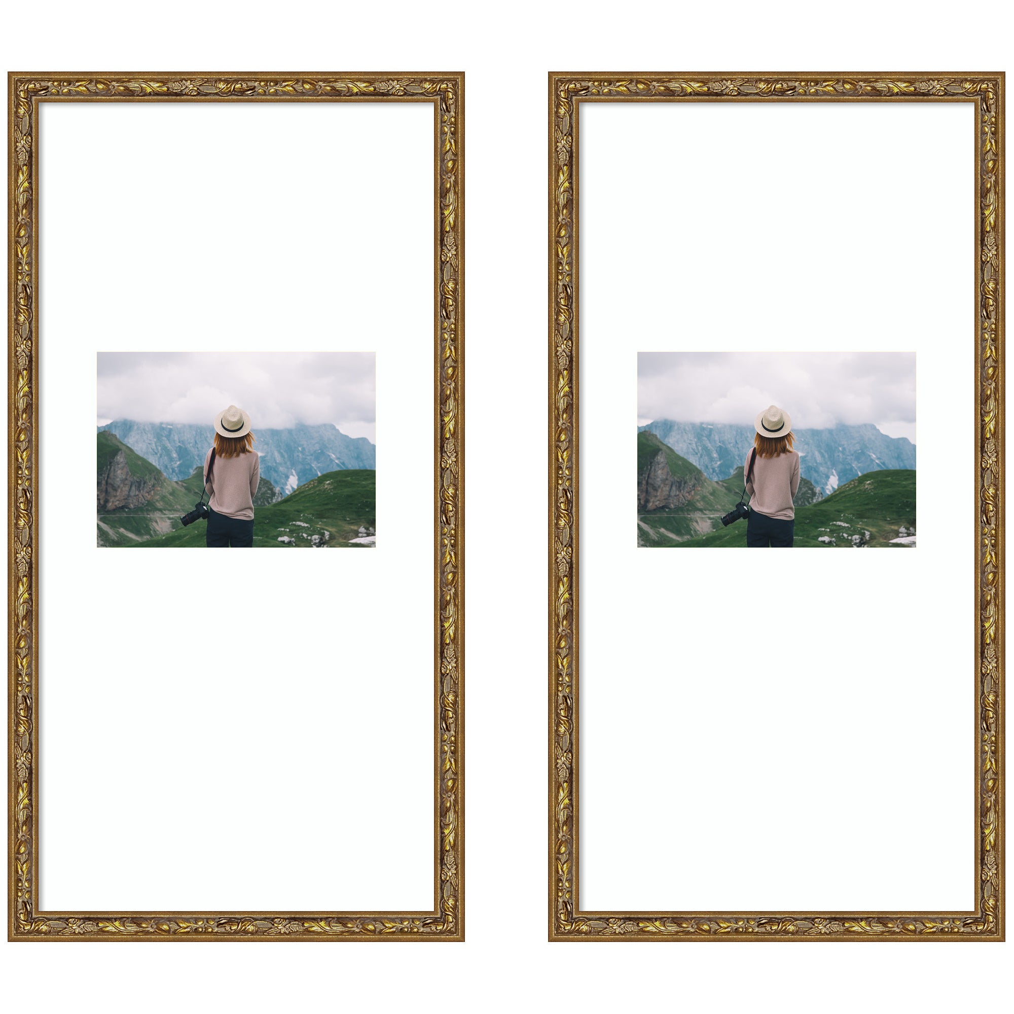 Wall Frame Belvedere Bronze 11x20 matted to 5x7 1