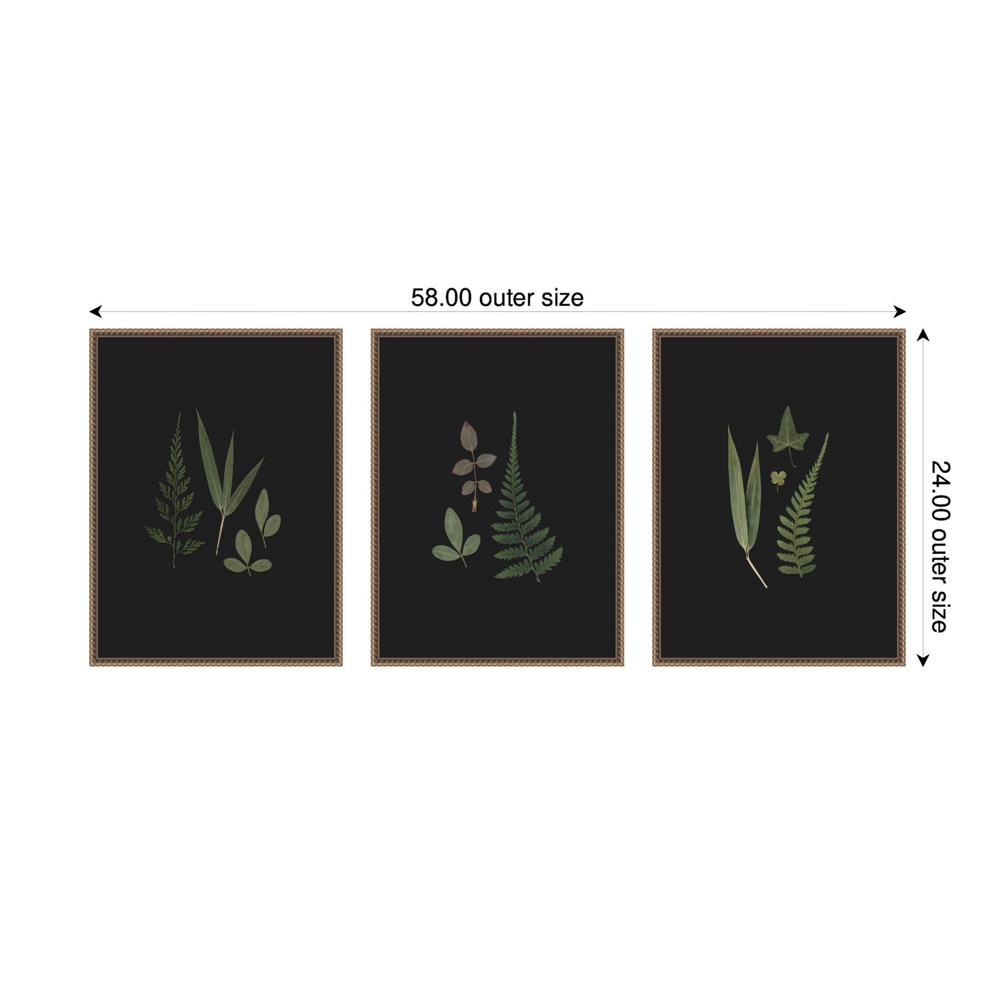 Art Set 3 Piece Set 18x24 Sylvie Beaded Dark Gold 2