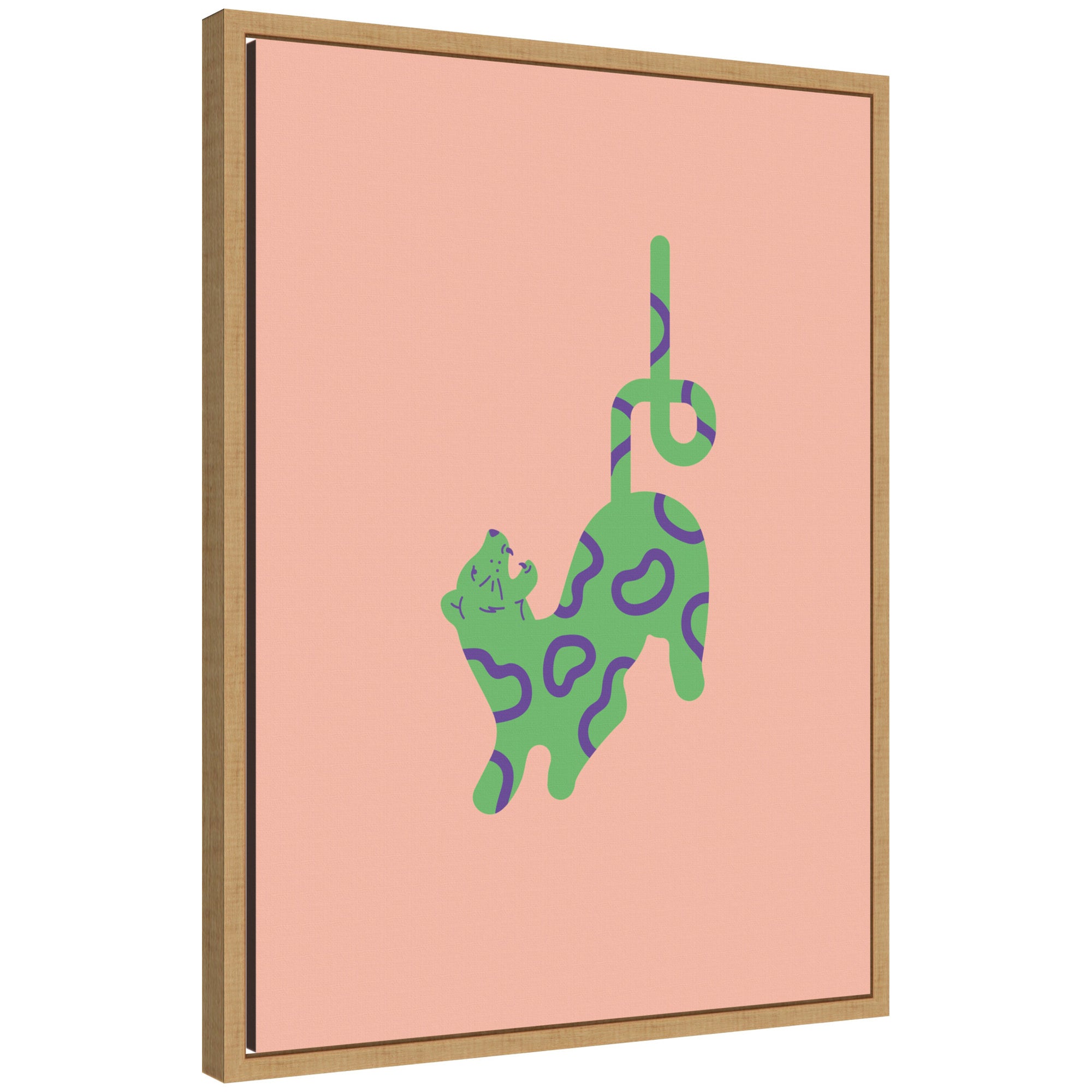 Green Leopard by Laura Moss Framed Canvas Wall Art Print