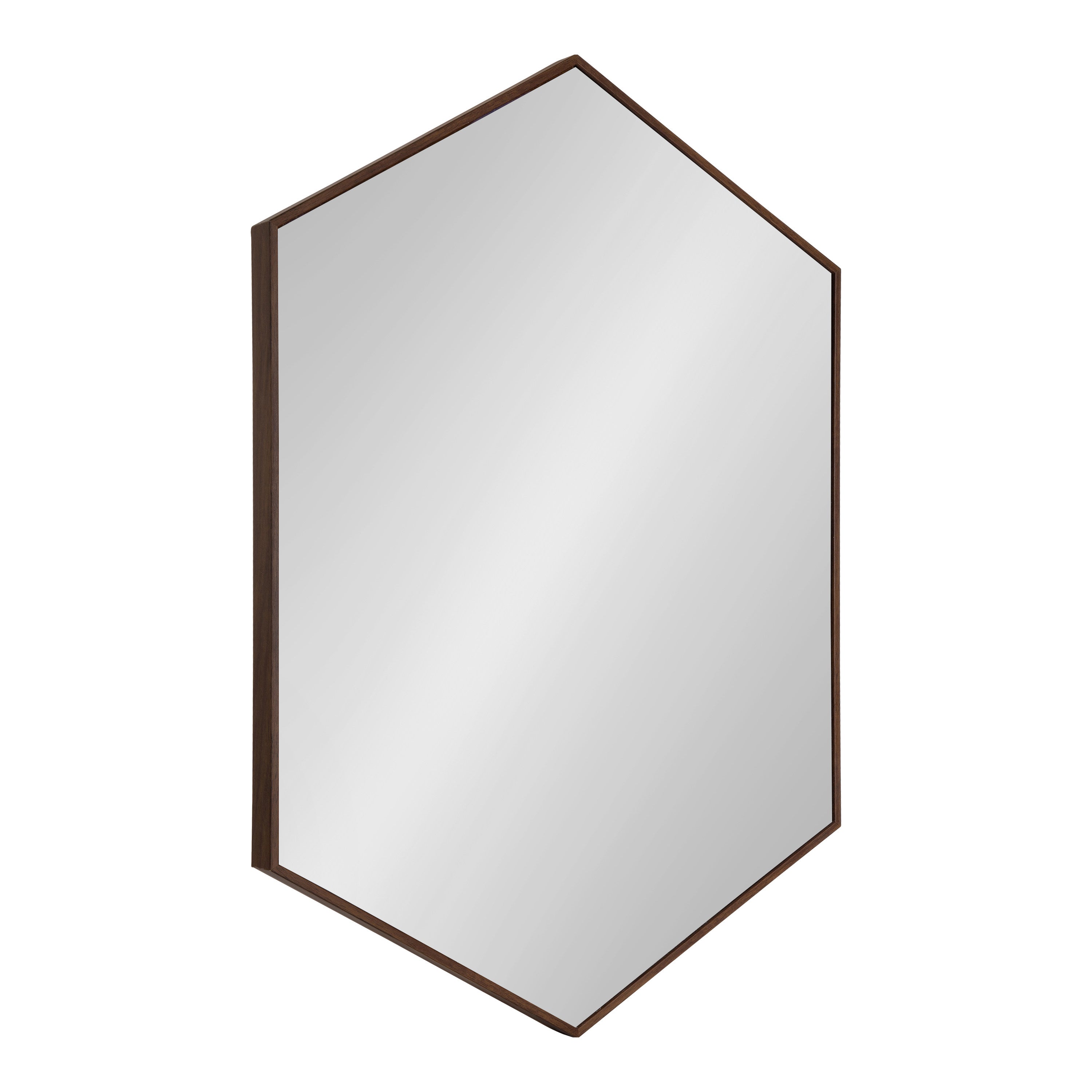 Hexagon Mirror Walnut Brown 24x36 1