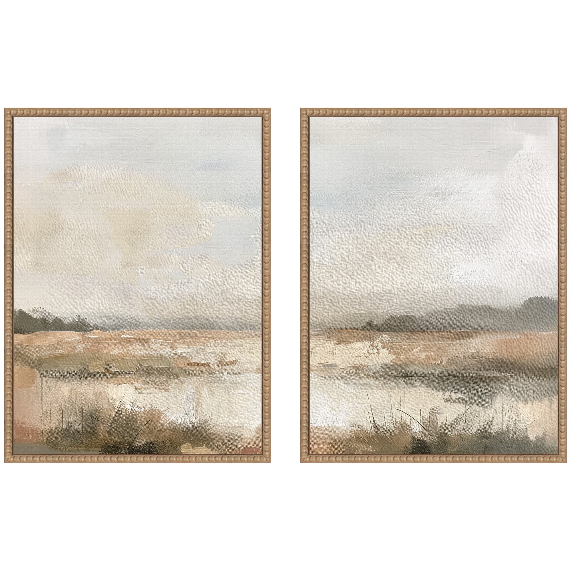 Art Set 2 Piece Set 18x24 Sylvie Beaded Rustic Natural 1