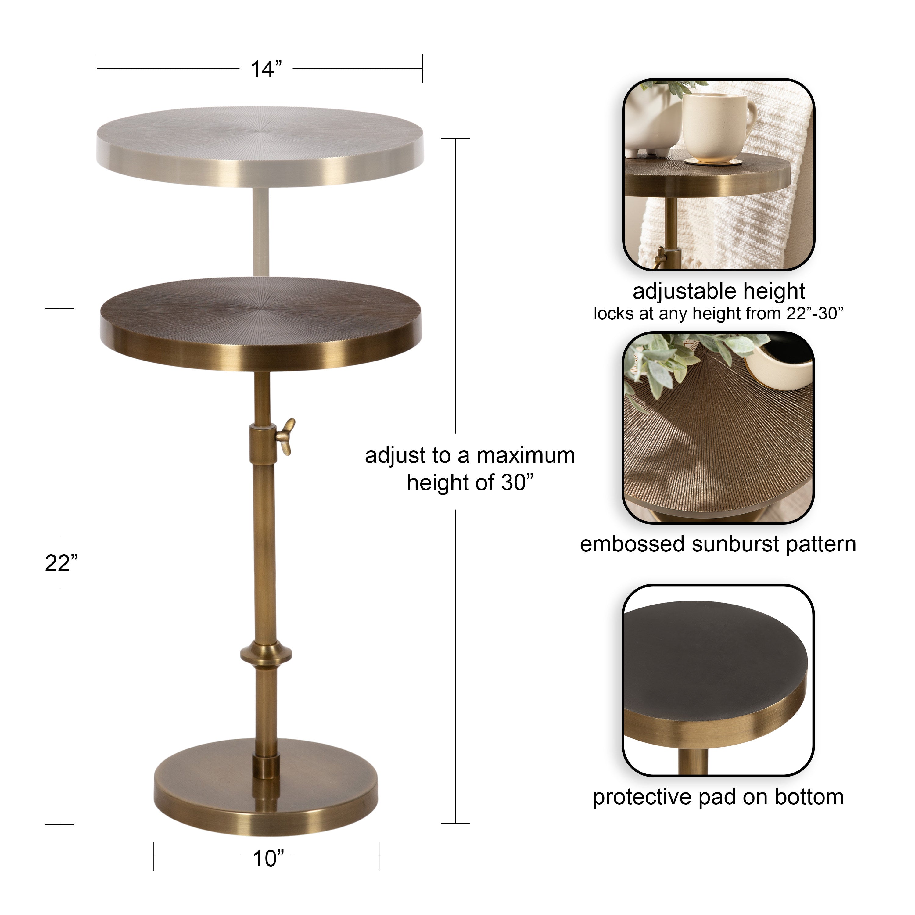 Drink Table Gold 14x14x30 2