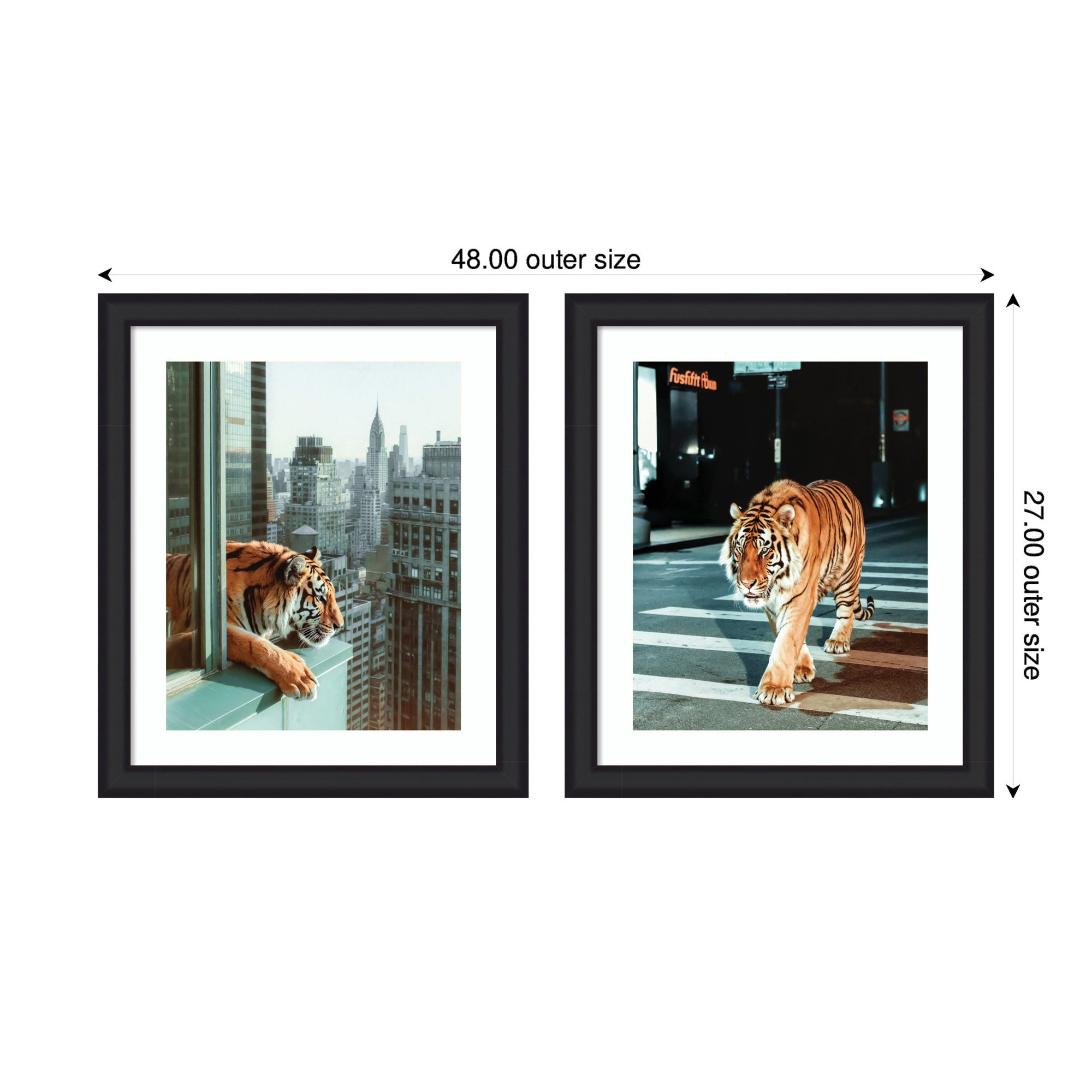 Urban Tiger City 2 Piece Framed Wall Art Print Set by Michael Schauer