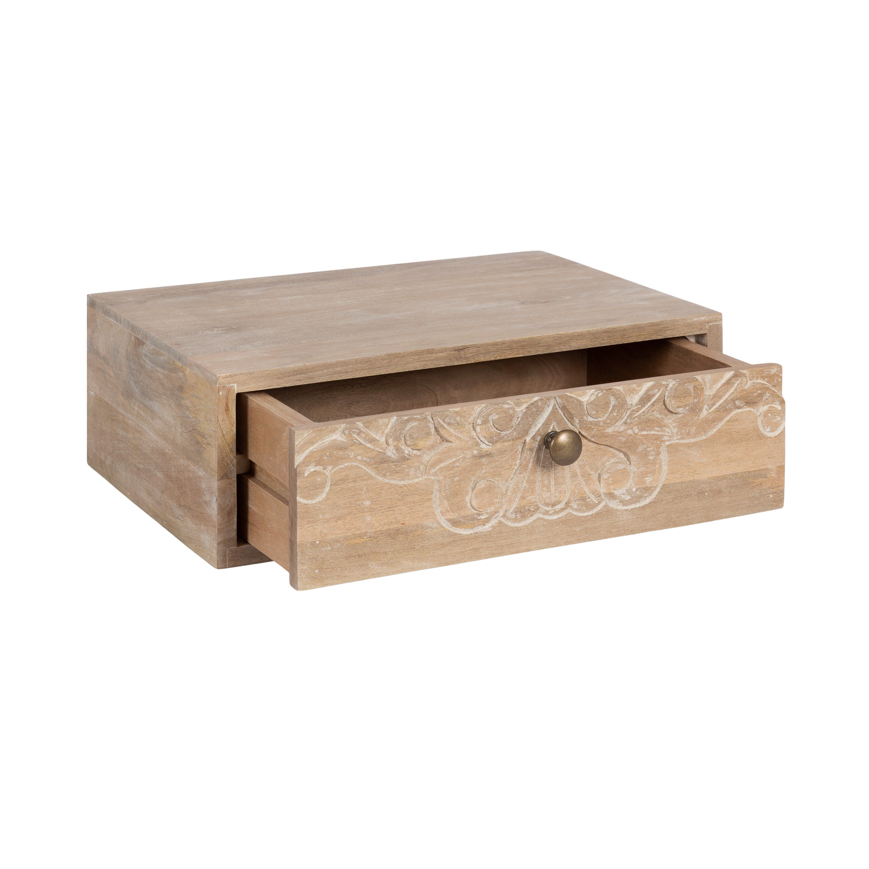 Mirza Carved Wood Floating Side Table