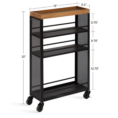 Storage Cart Natural Black 18x7x30 2