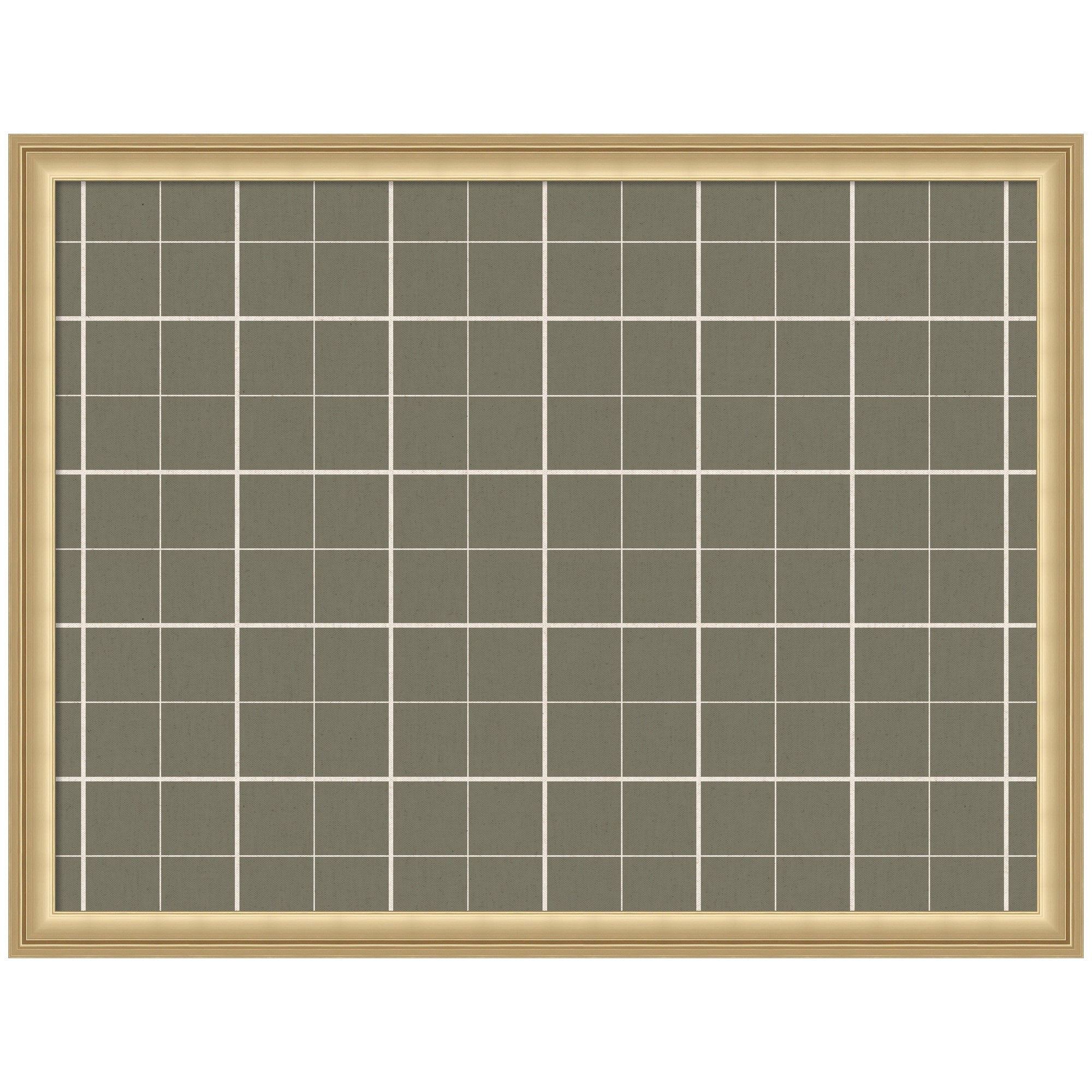 Framed Fabric Pinboard Sage Green Plaid Wall Organization