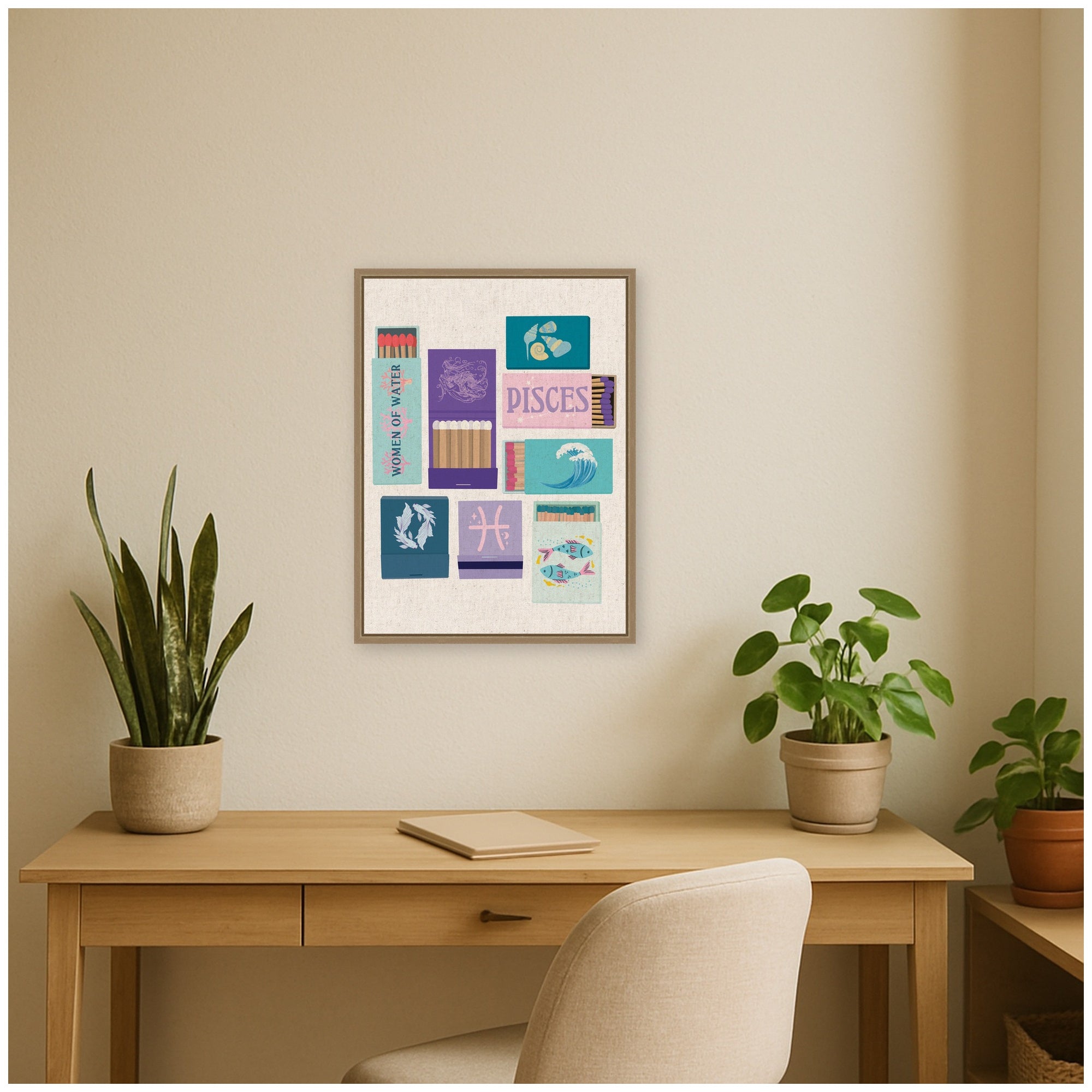 Pisces Matchbooks Linen FC by Megan Ryan Framed Canvas Wall Art Print