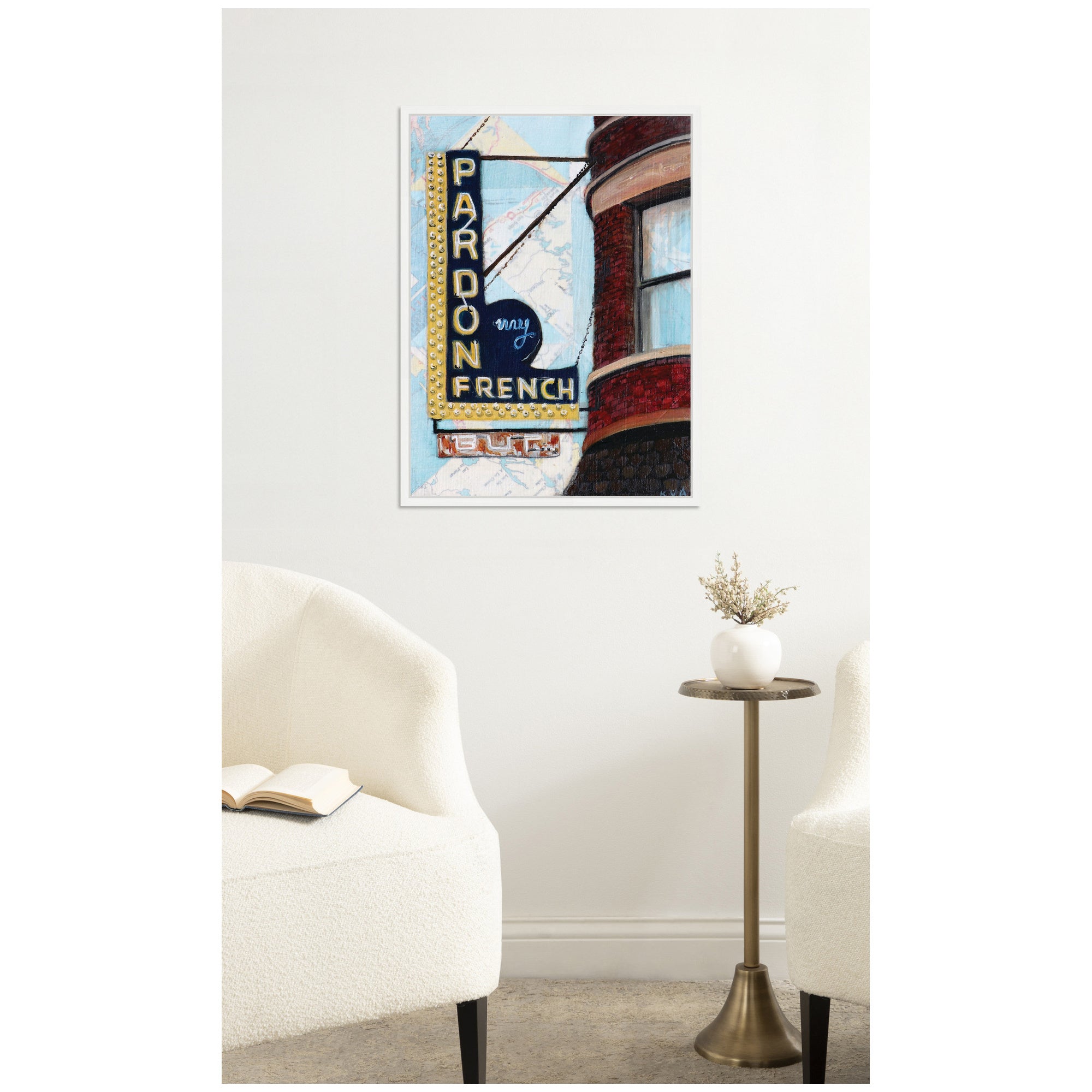 Pardon My French by Krista V. Allenstein Framed Canvas Wall Art Print