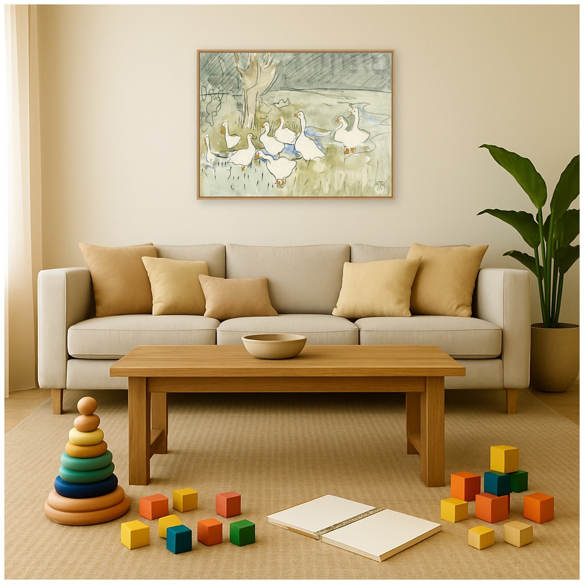 Ducks 1917 Theo van Hoytema by Nostalgia Prints Framed Canvas Wall Art Print