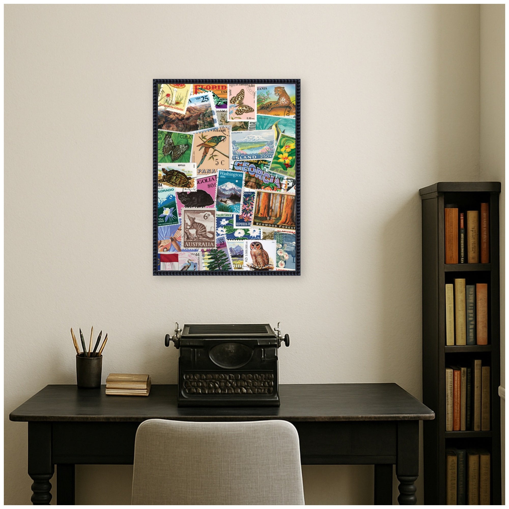 Vintage Stamps by Megan Ryan Framed Canvas Wall Art Print