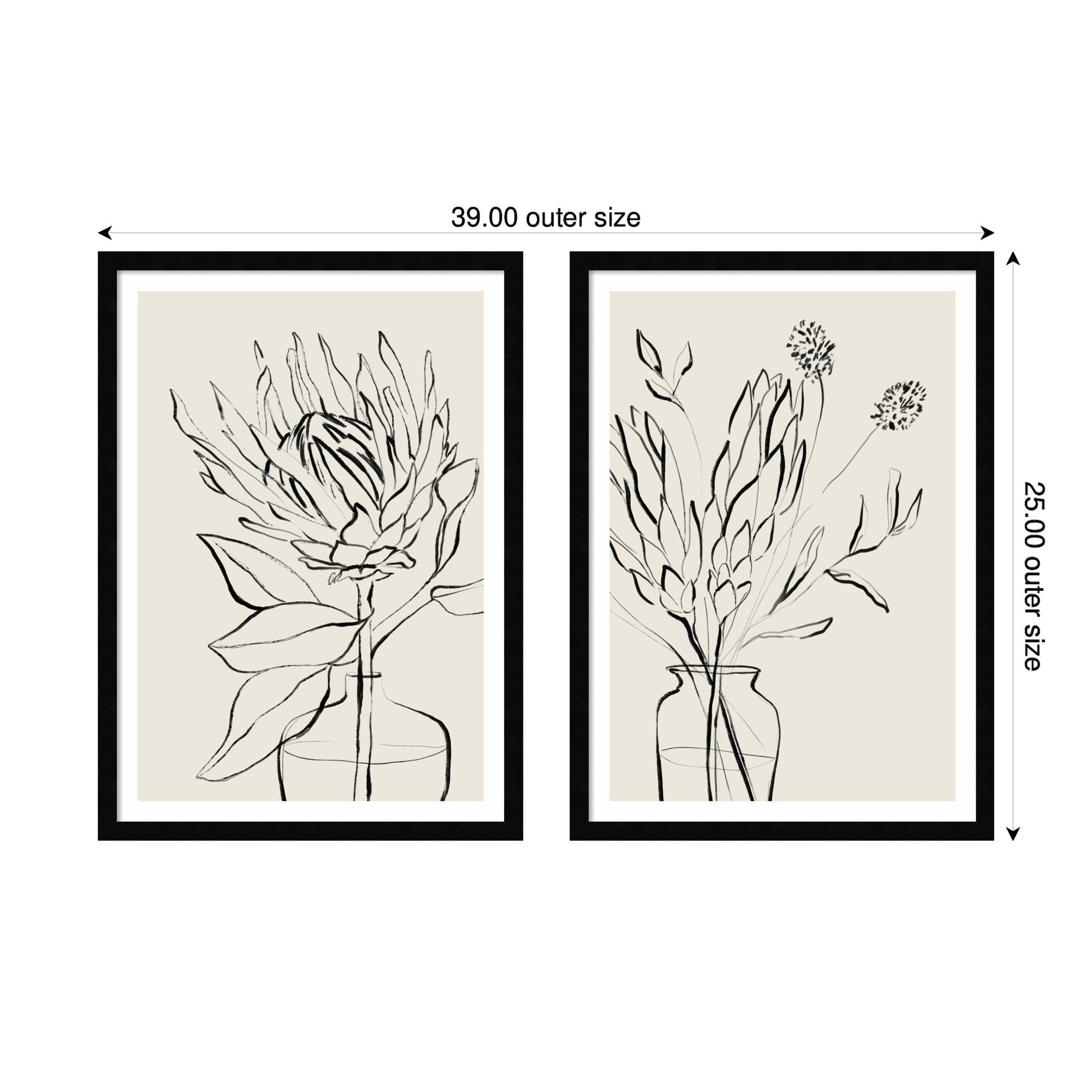 SB Protea Sketch No. 1 & No. 2 2 Piece Framed Wall Art Print Set by Sara Berrenson