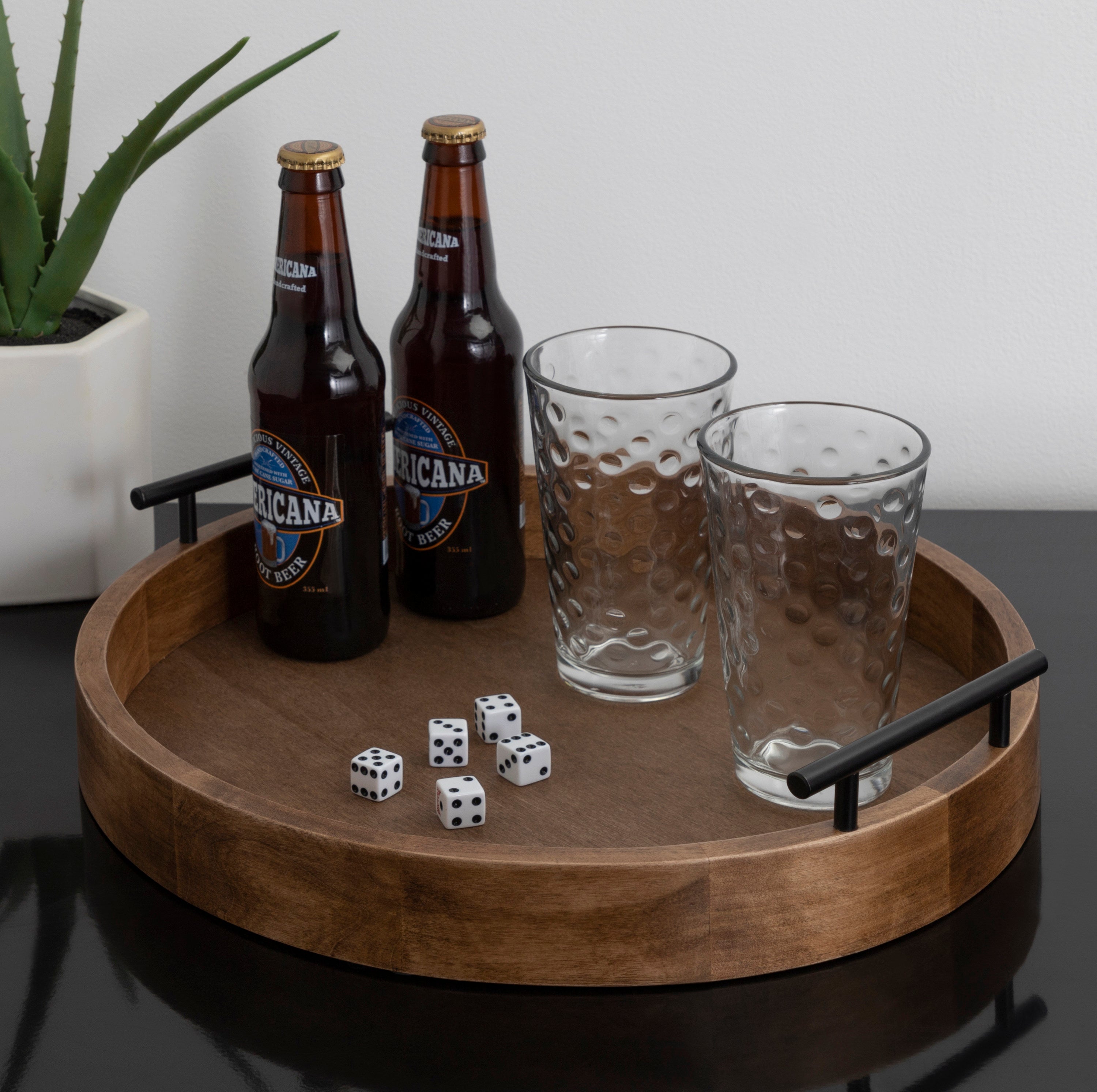 Single Tray Rustic Brown 15.5" Diameter 5