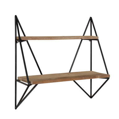 Accent Shelf Rustic Brown Black 2 Shelves 1