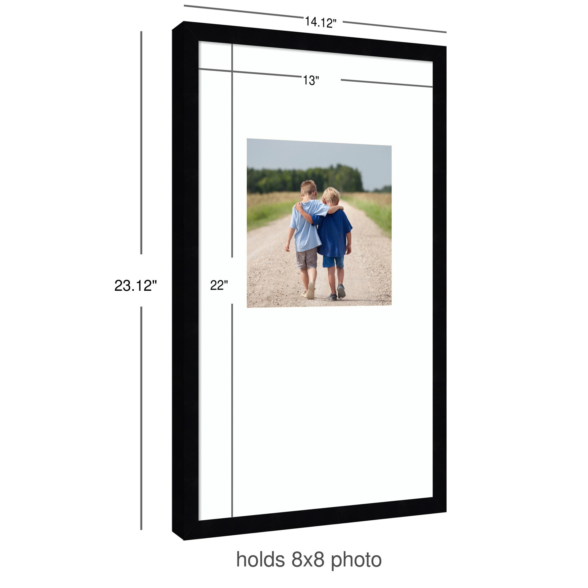 Wall Frame Svelte Noir Black 13x22 matted to 8x8 2