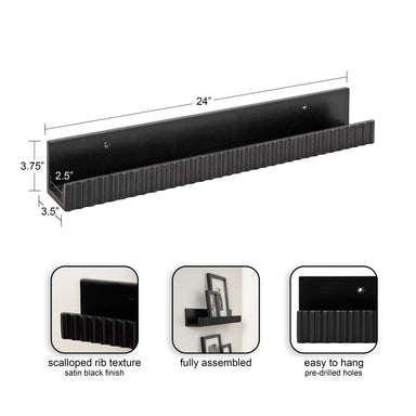 Floating Shelf Black 2 Piece 24 Inch 2