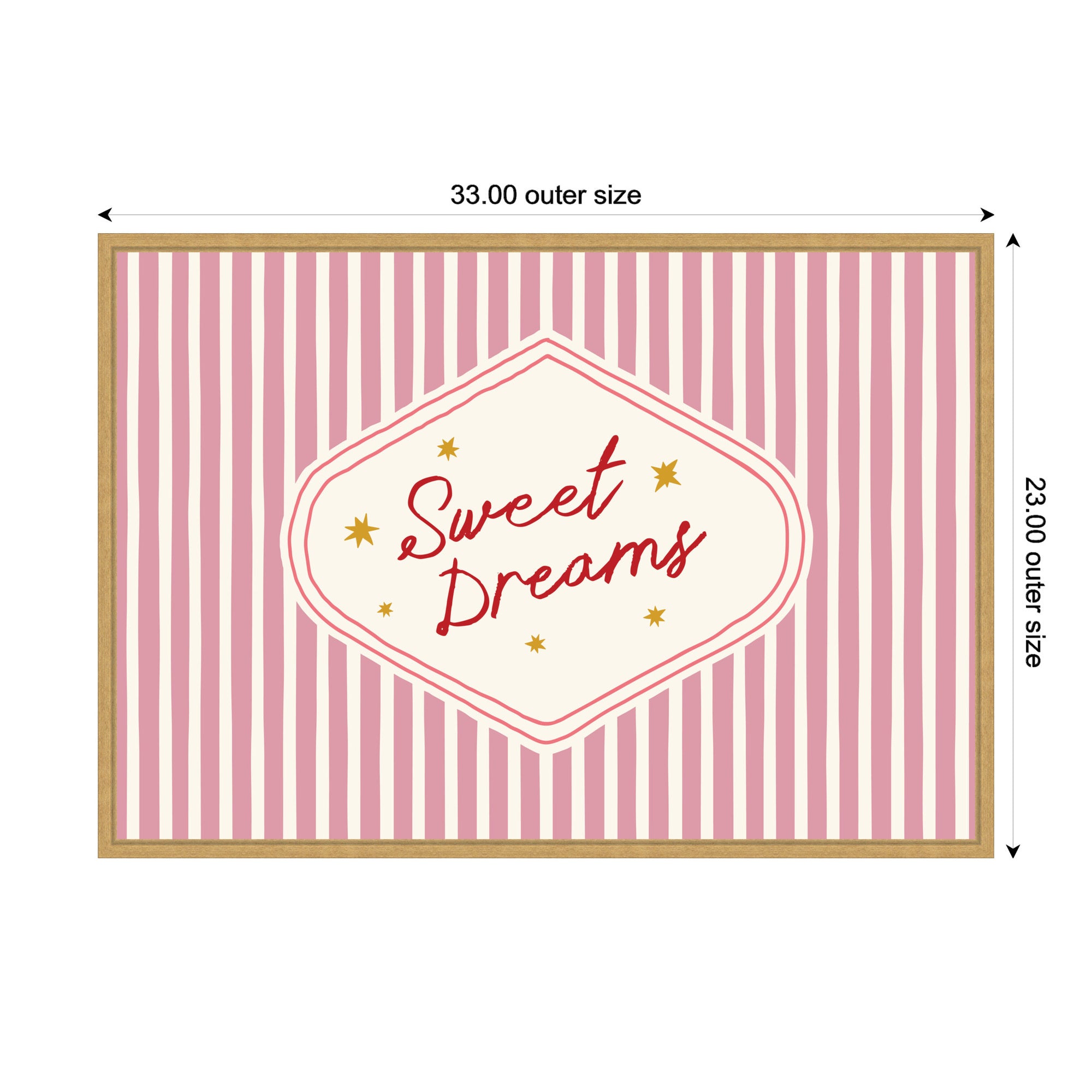 Sweet Dreams Retro Typography Pink and Red Stripe by Lucky Guava Framed Canvas Wall Art Print