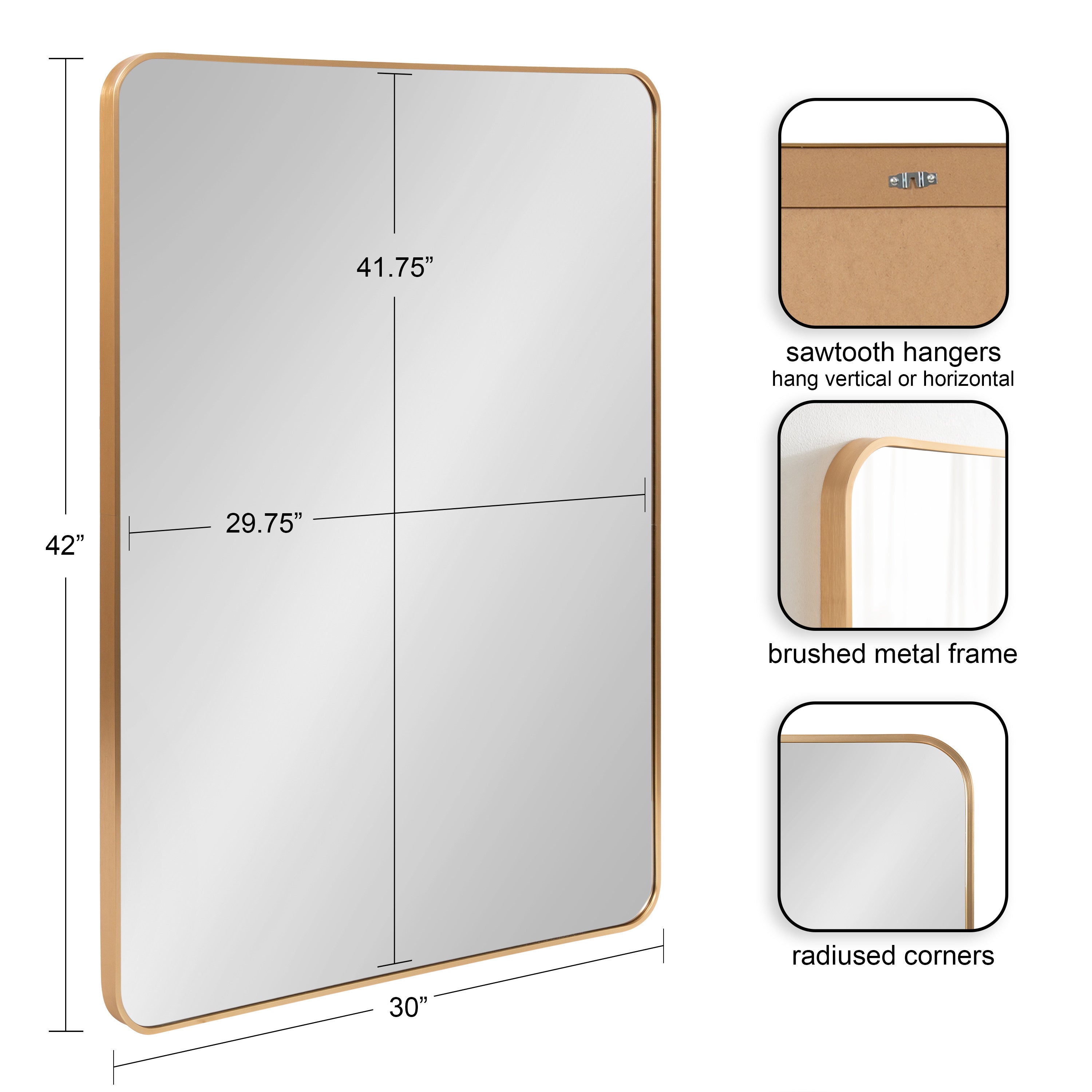 Rectangle Mirror Gold 30x42 5