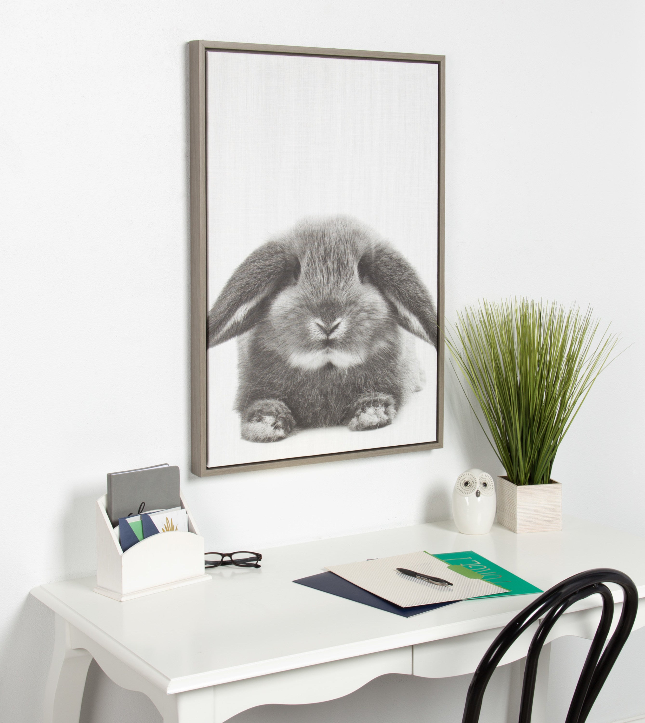 Sylvie Rabbit Framed Canvas by Simon Te of Tai Prints