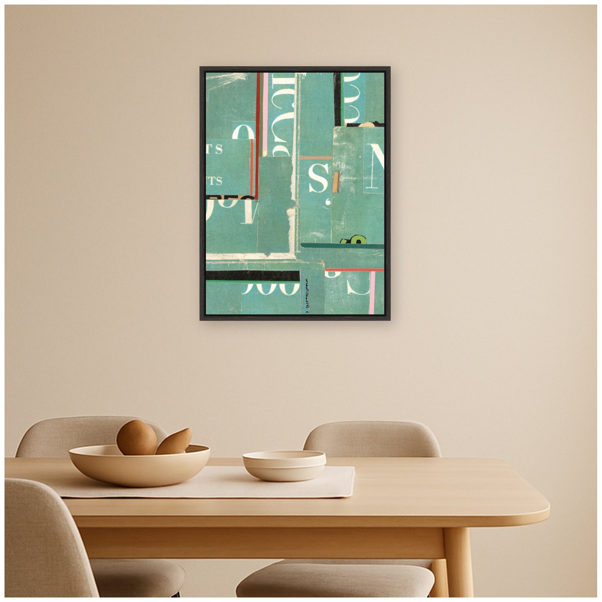 Typography Green FC by Felicia Dadak Framed Canvas Wall Art Print