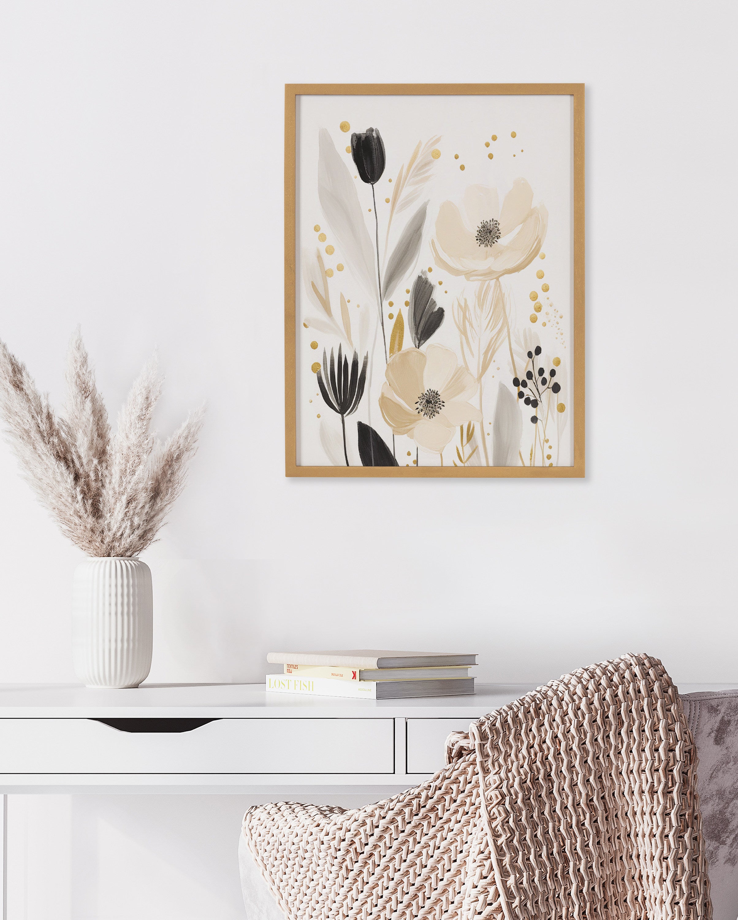 Gallery Modern Muted Cottage Floral Abstract Print by The Creative Bunch Studio