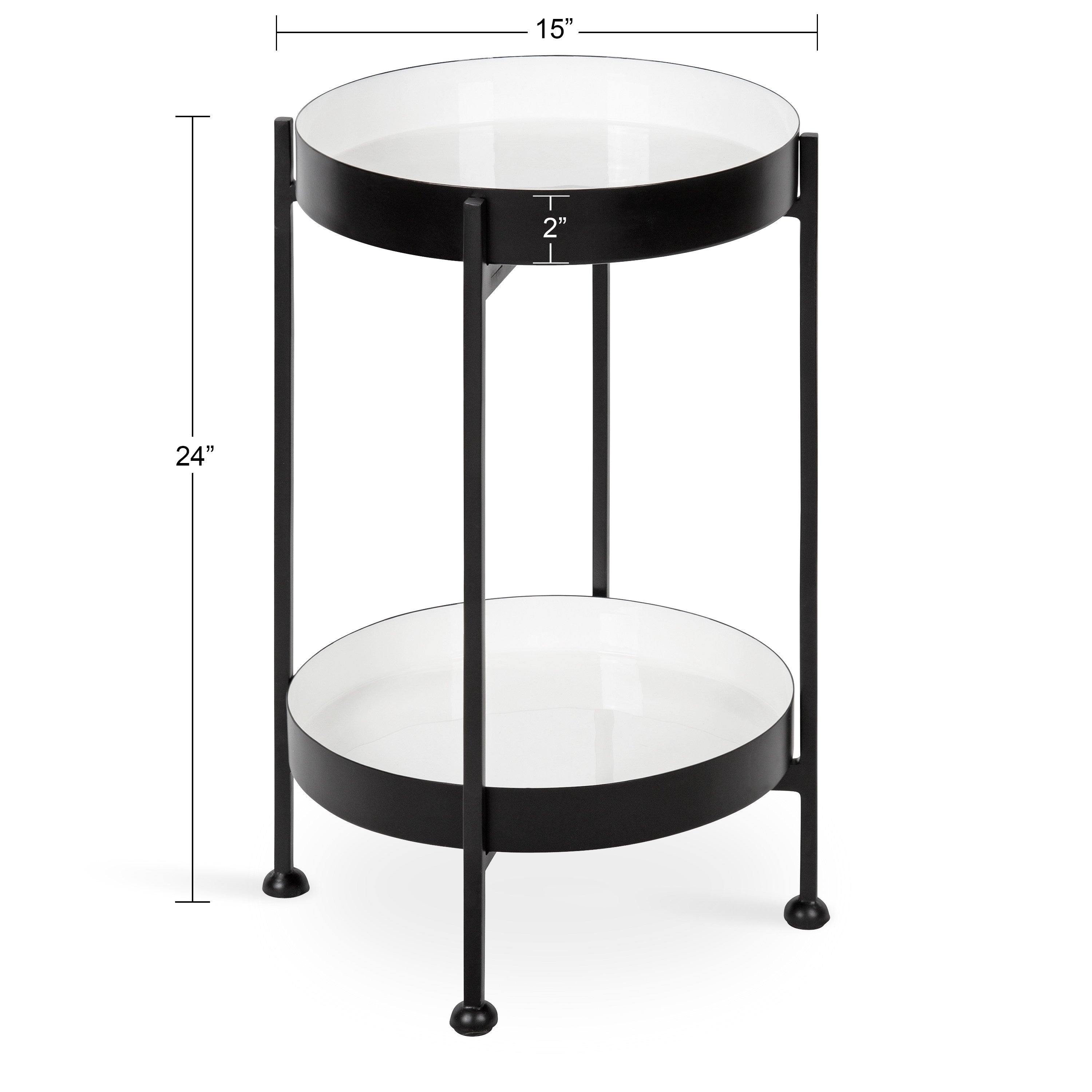 Side Table 15x15x24 Black White 2