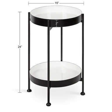 Side Table 15x15x24 Black White 2
