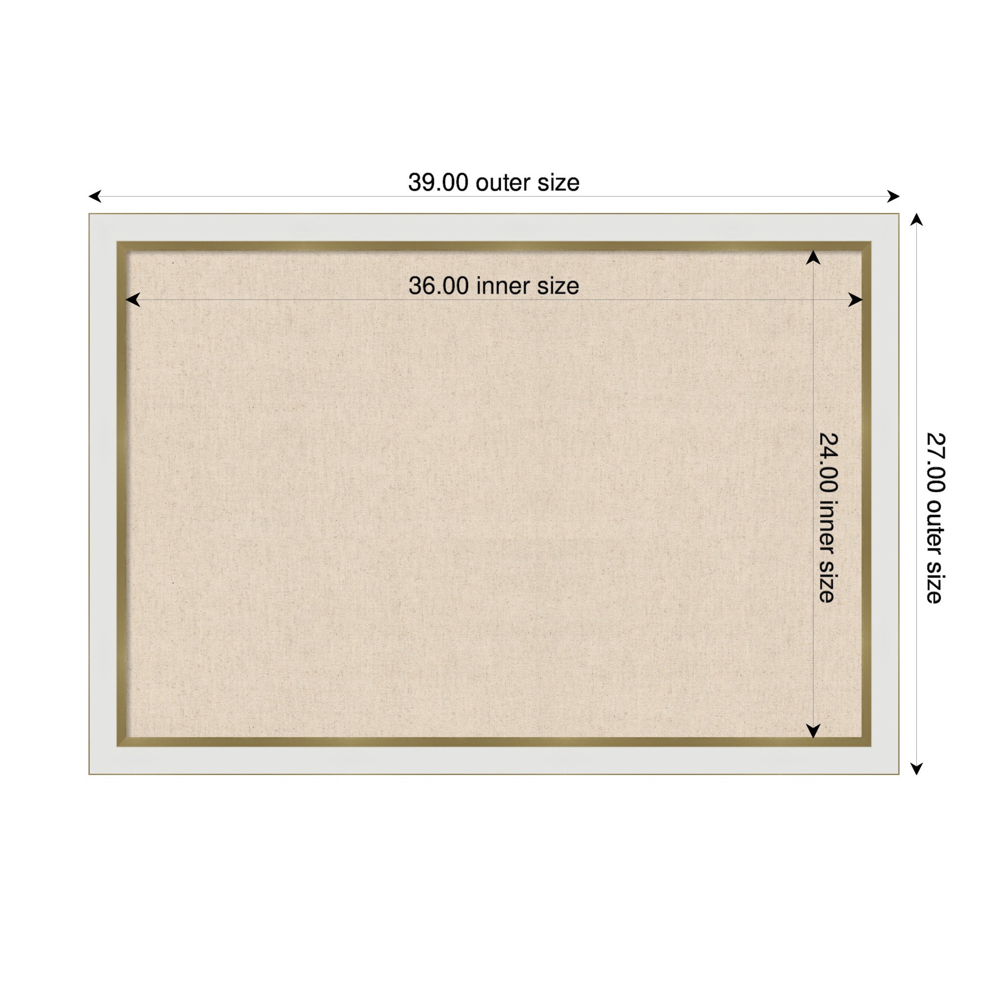 Pinboard 39x27 Eva White Gold Narrow 2
