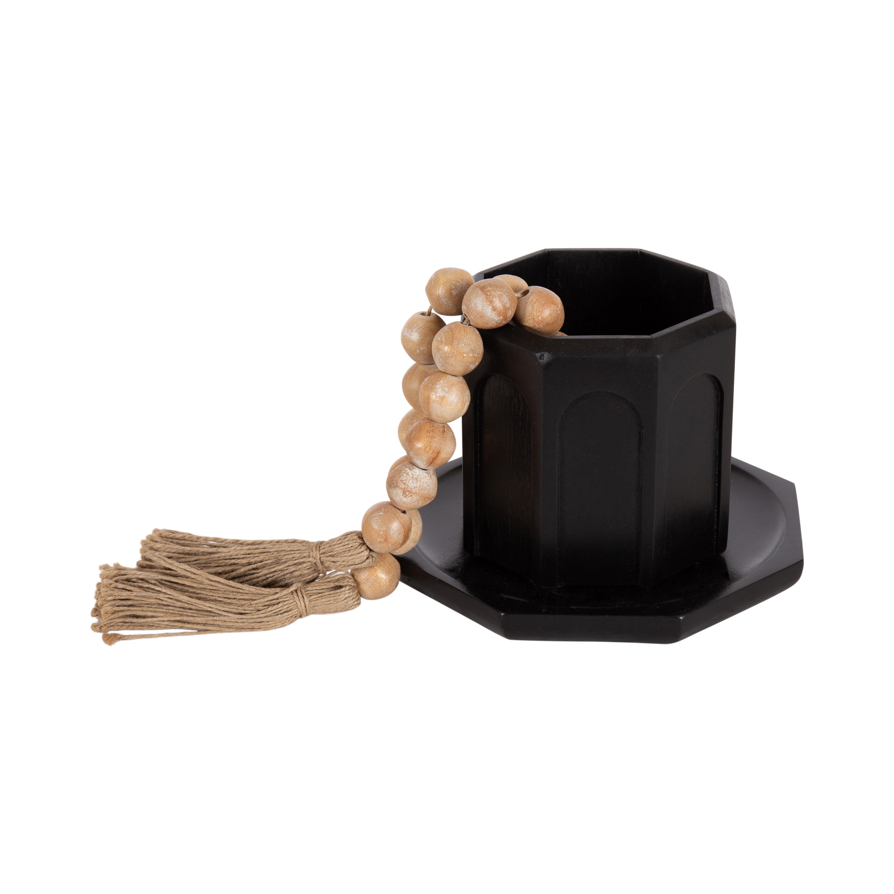 Decorative Accessory Set Black Natural Beige 3 Piece 3