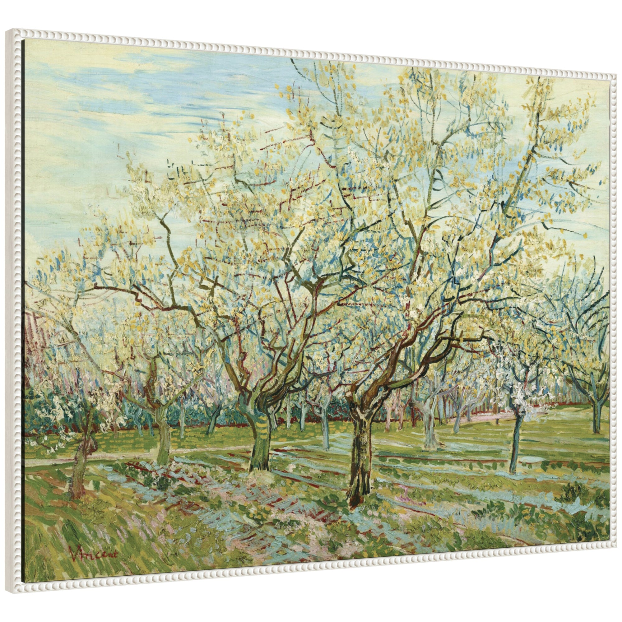 Framed Canvas 42x32 Sylvie Beaded White 1