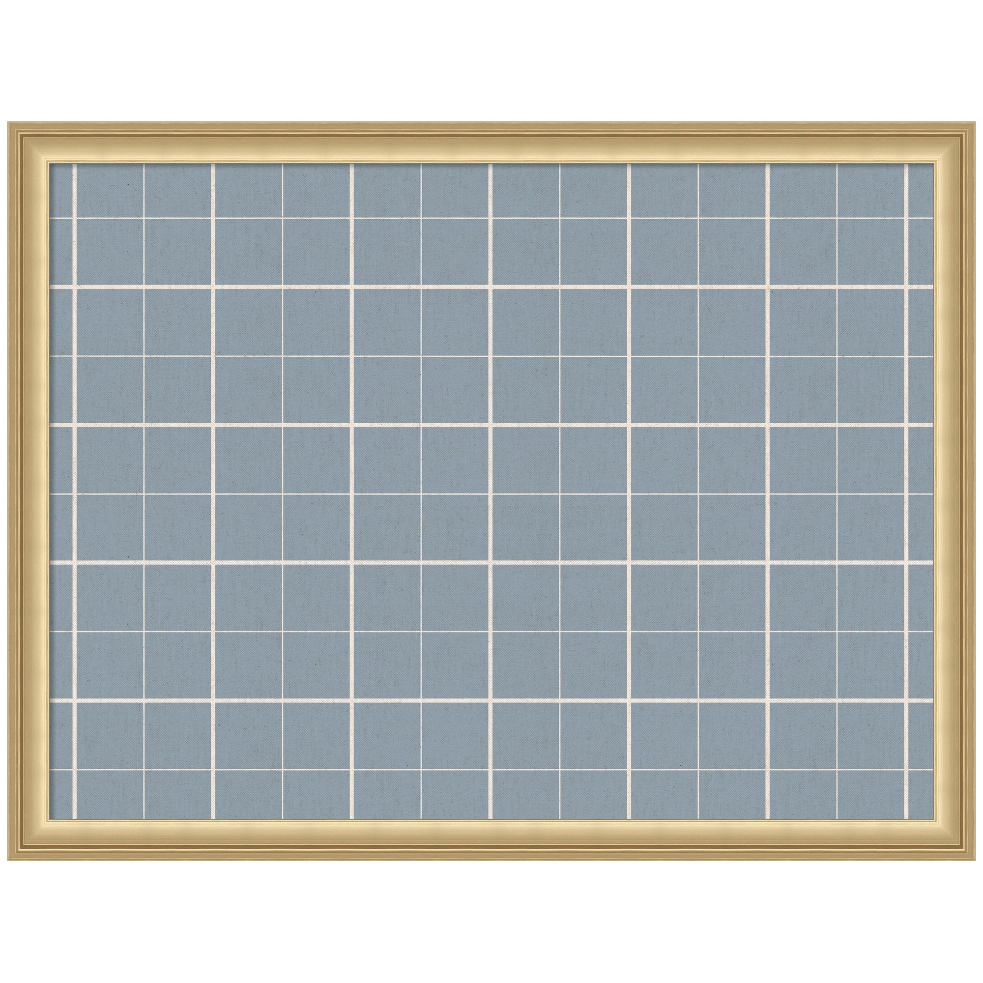 Framed Fabric Pinboard Light Blue Plaid Wall Organization