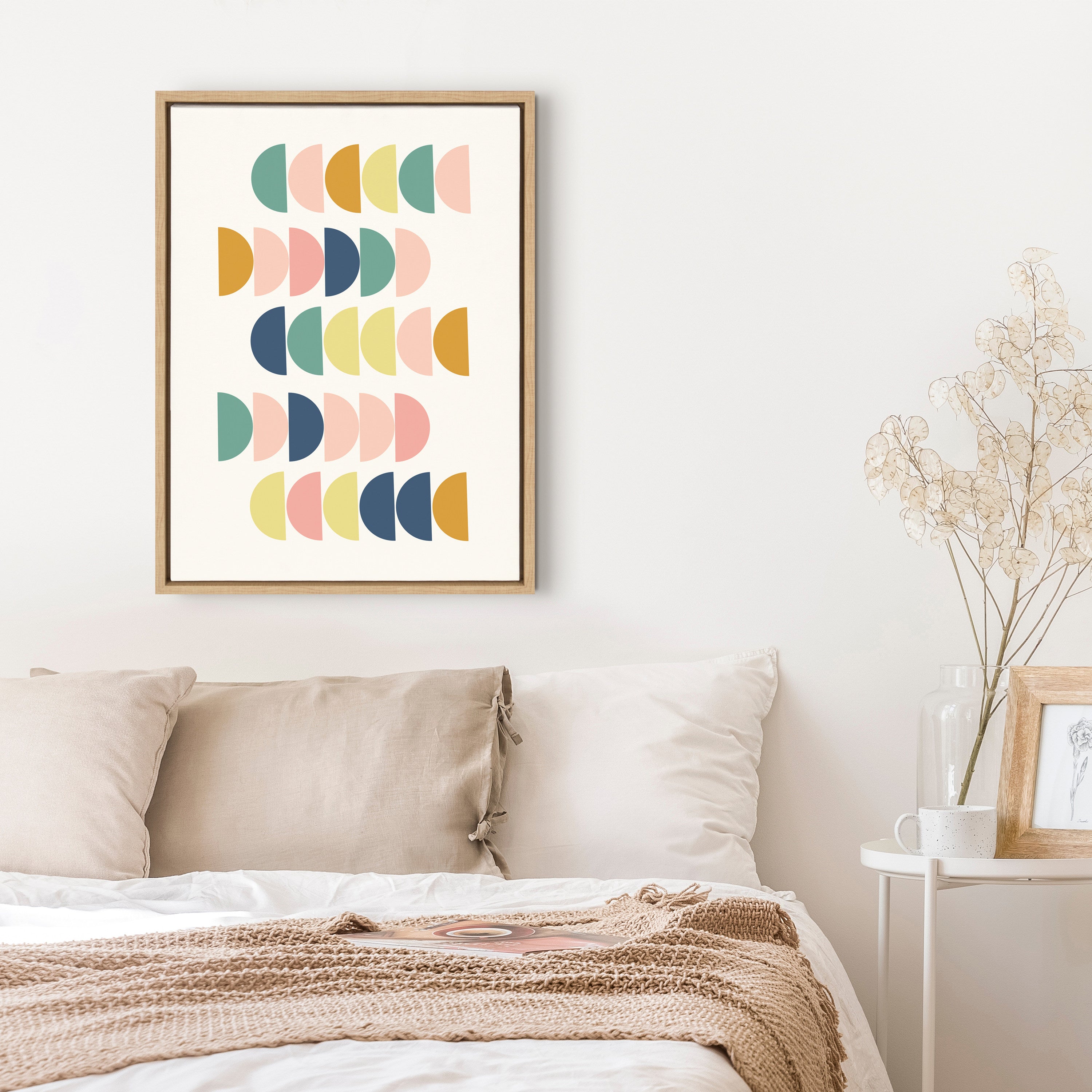 Sylvie Simple Shapes in Soft Colors Framed Canvas by Apricot and Birch