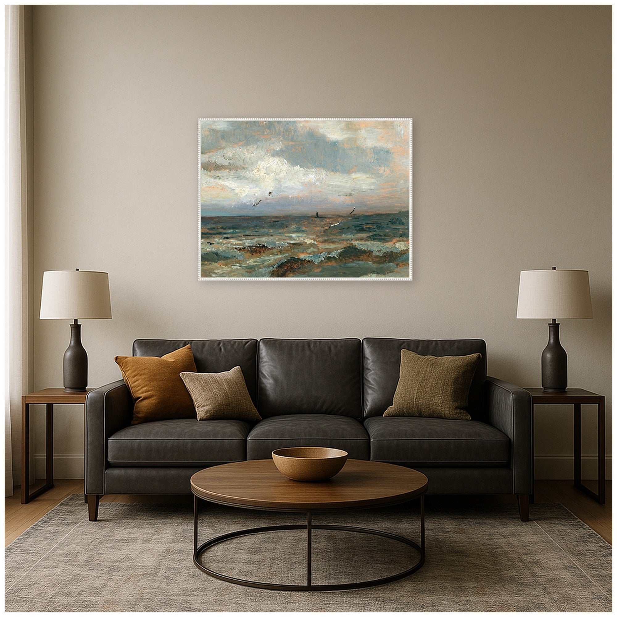 Framed Canvas 42x32 Sylvie Beaded White 7