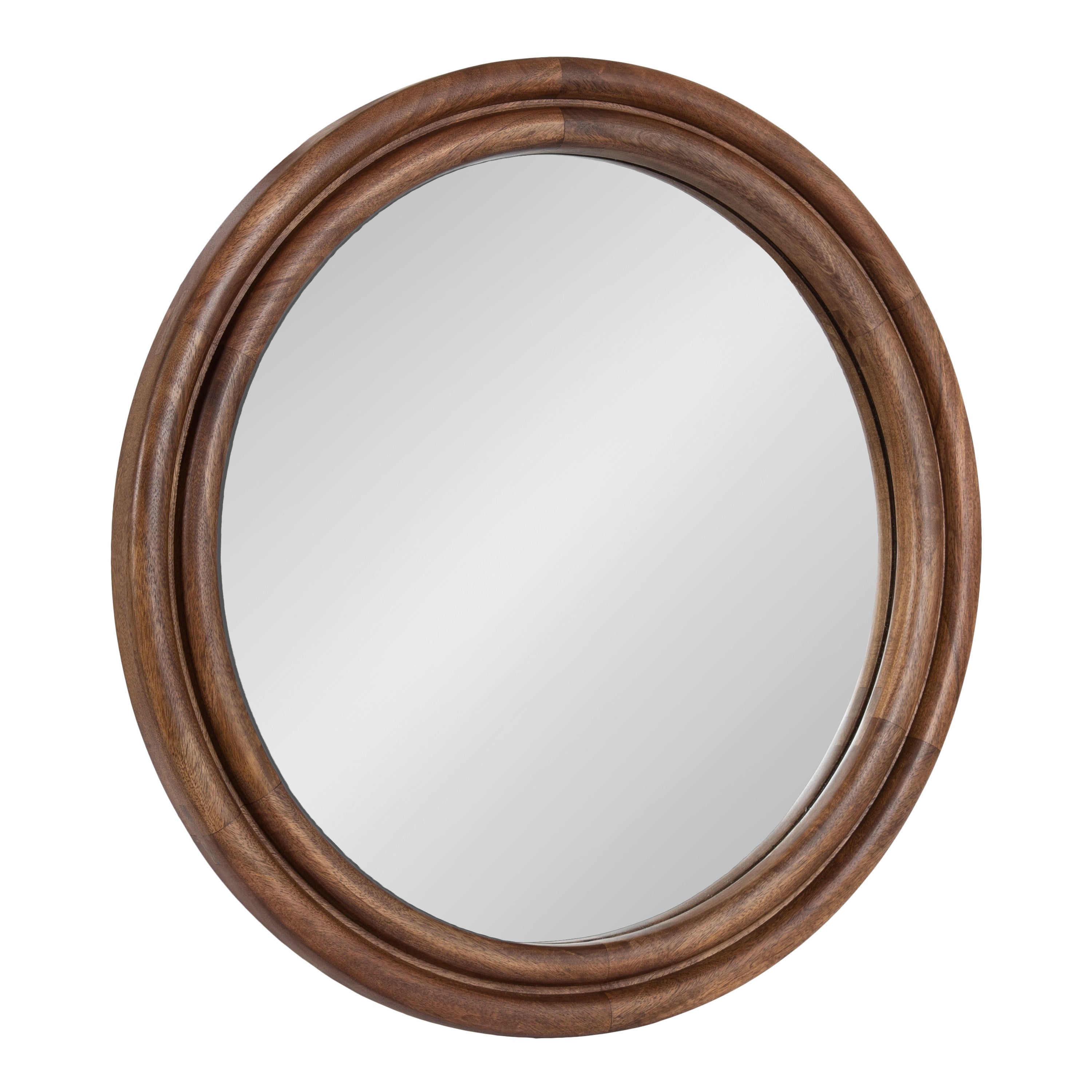 Round Mirror Walnut Brown 26" Diameter 1