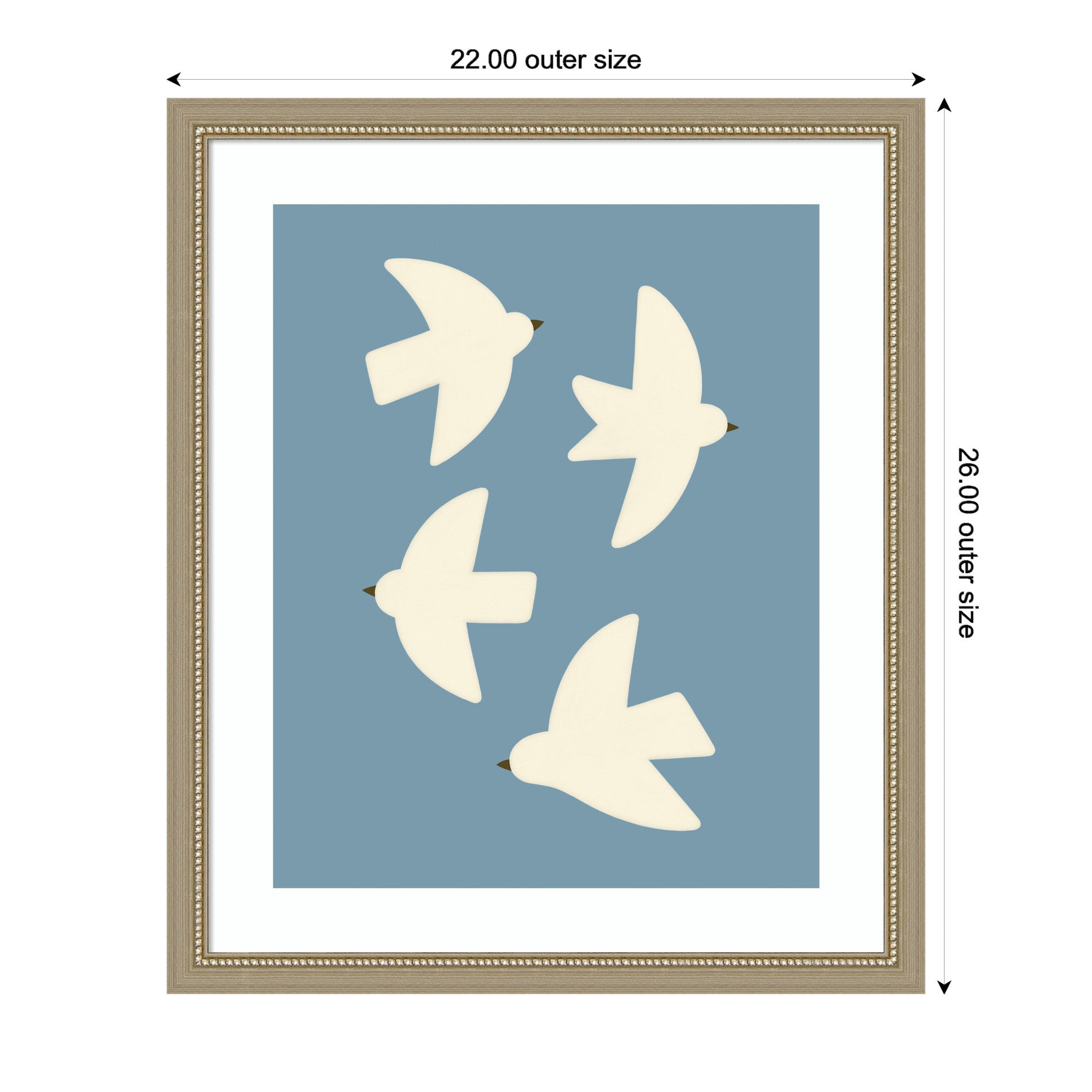 Minimalist Birds Poster Blue by Laura Moss Framed Wall Art Print