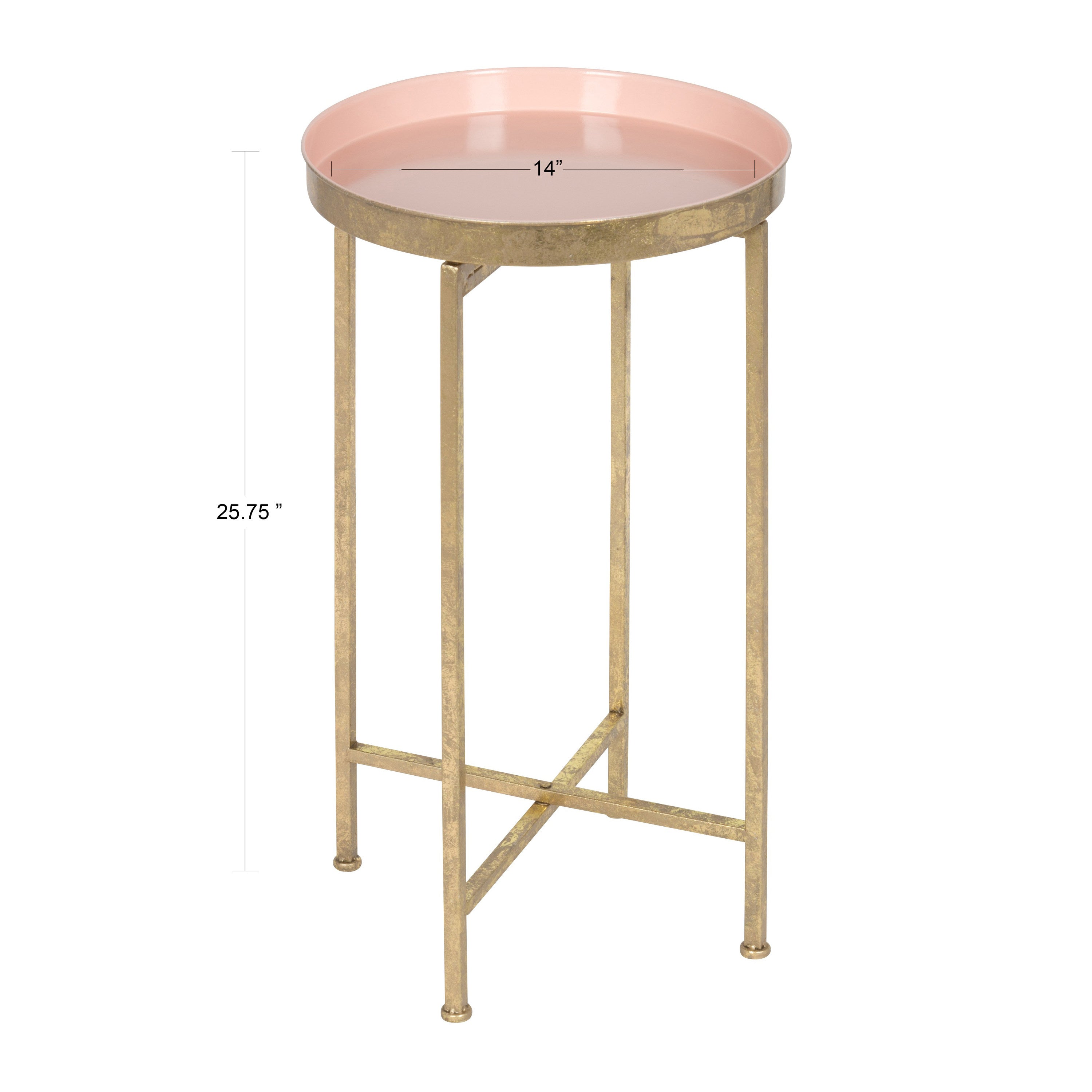 Tea Table Gold Pink 14x14x26 3