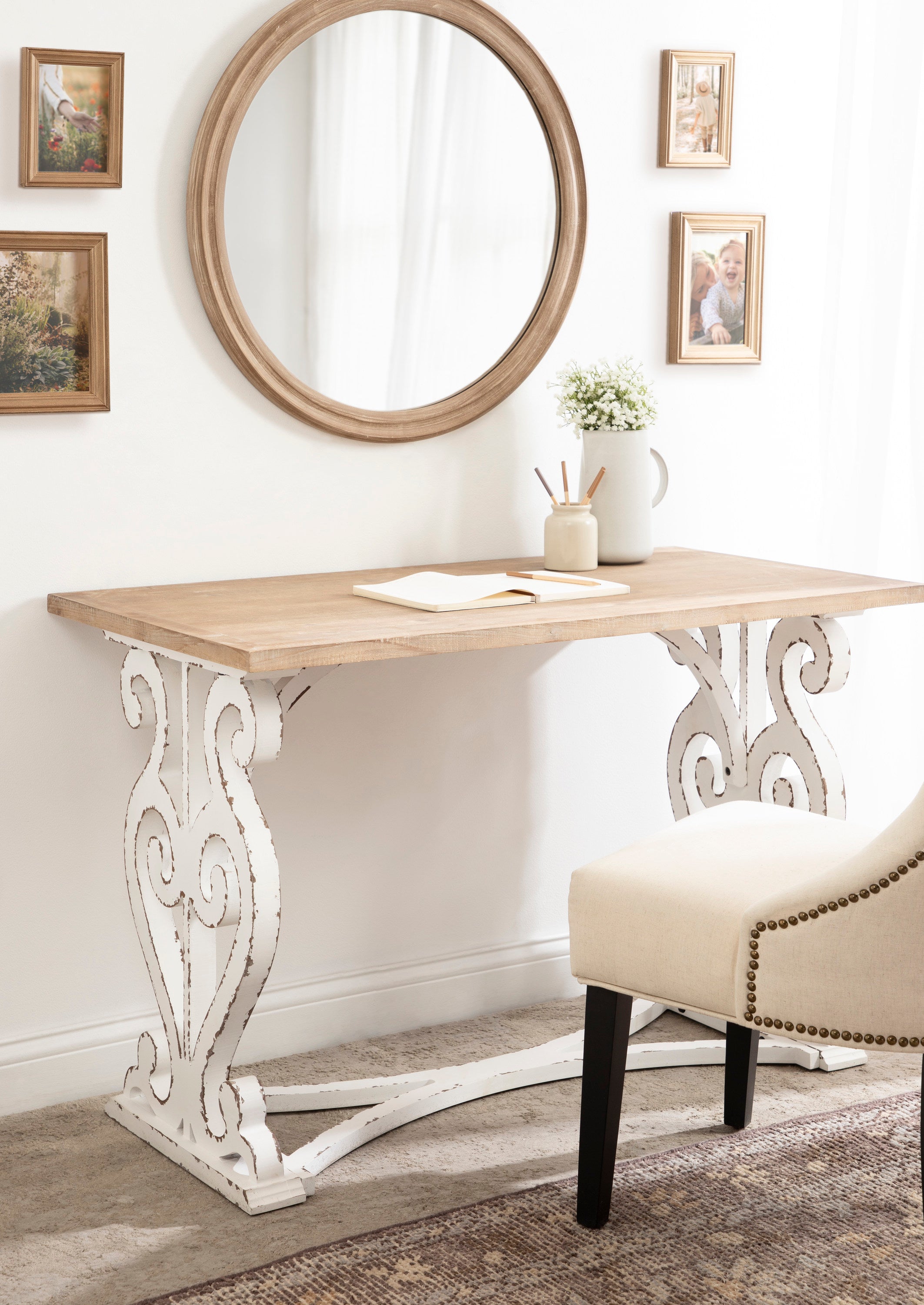 Writing Desk Rustic Brown White 46x24x30 8