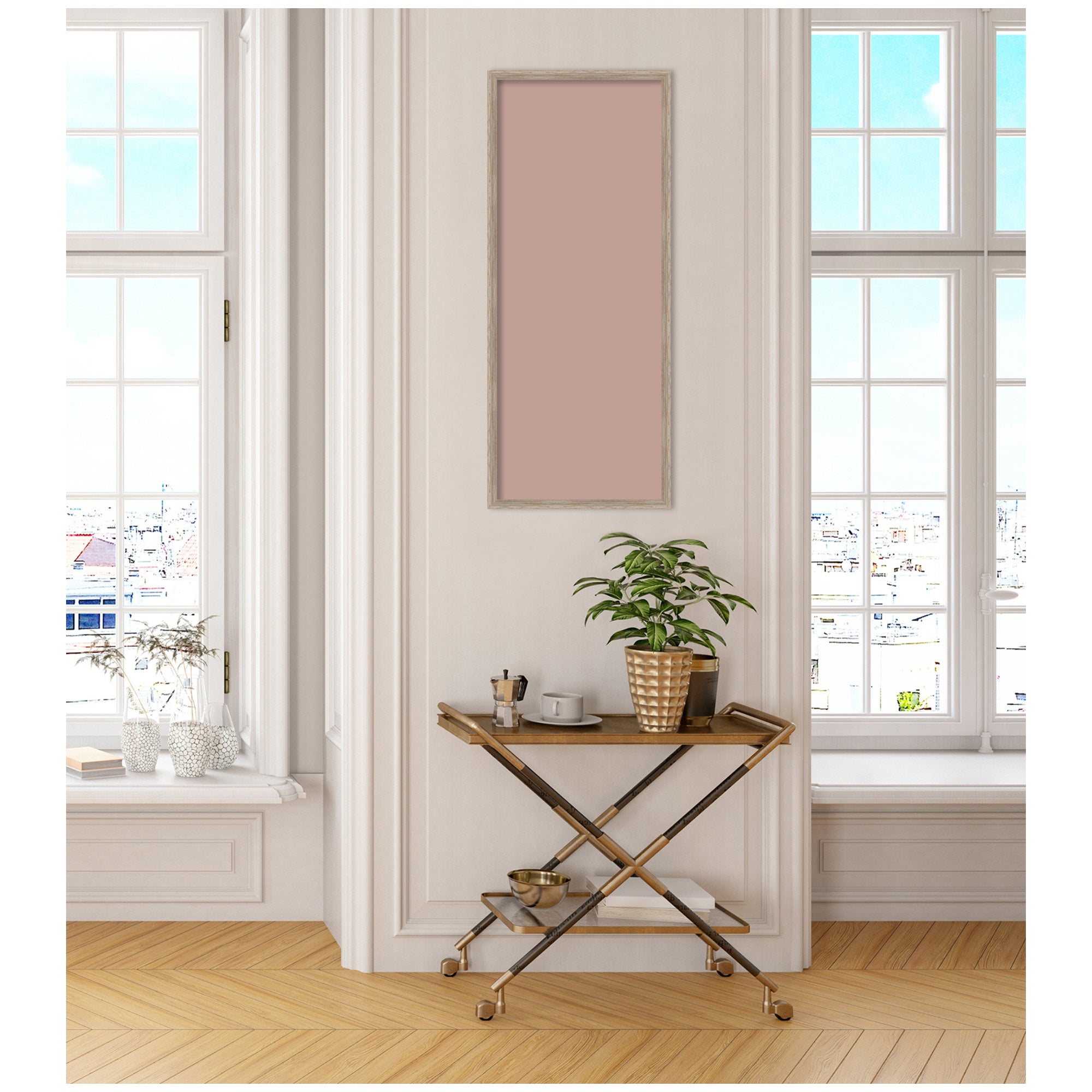 Framed Fabric Pinboard Blush Pink Clay Wall Organization