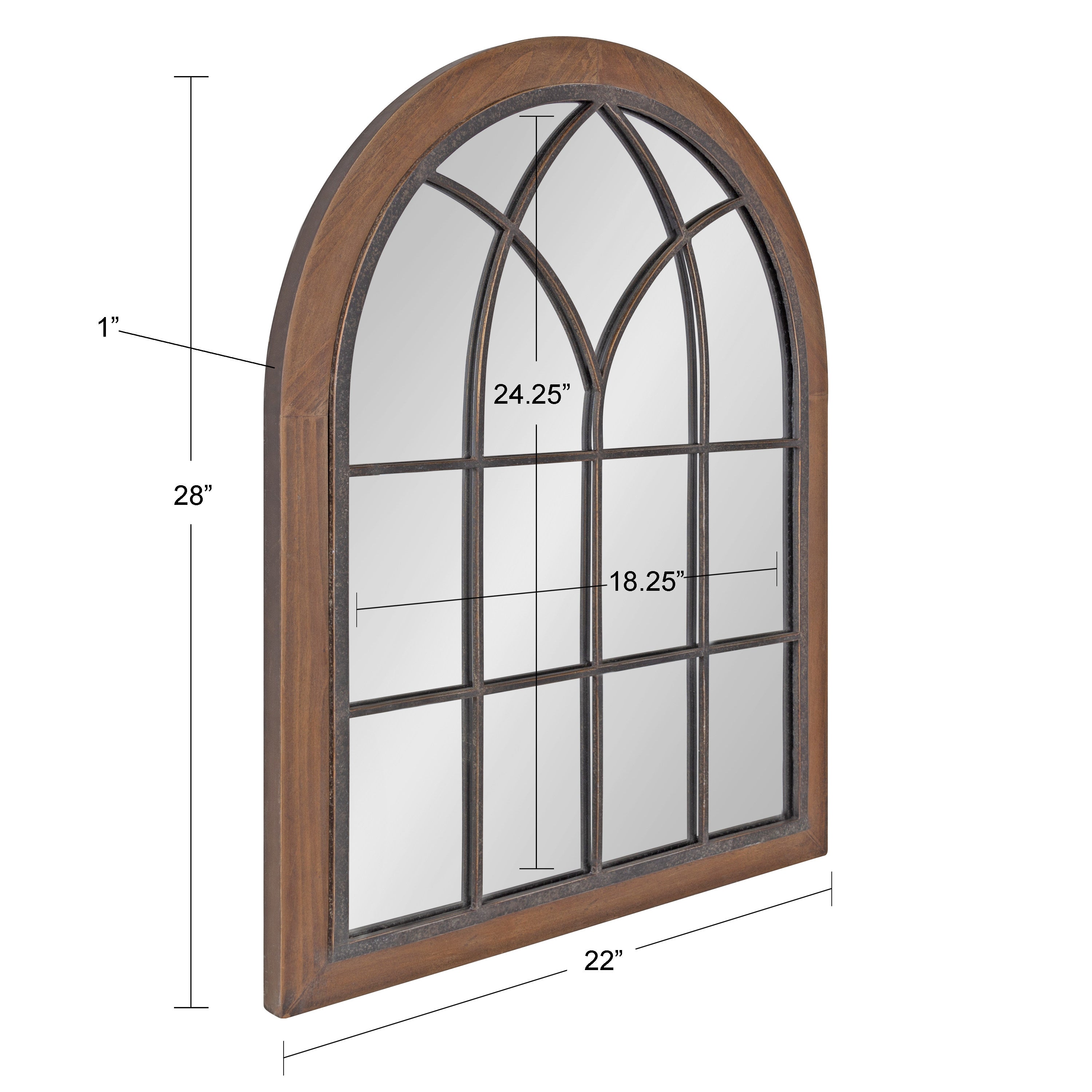 Nola Framed Windowpane Arch Mirror