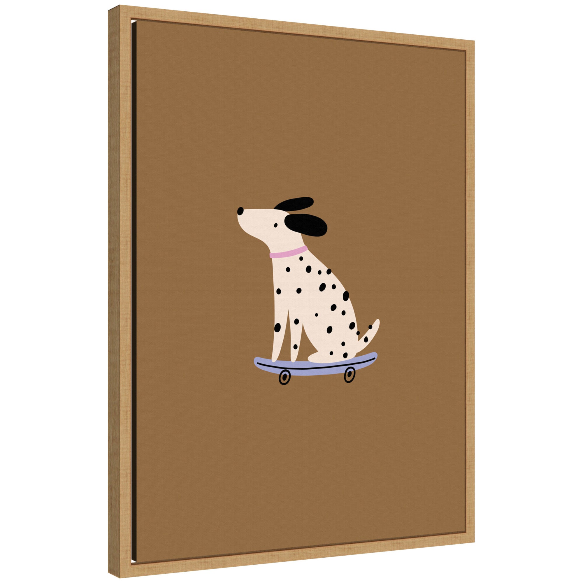 Dalmatian Dog on Skateboard by Laura Moss Framed Canvas Wall Art Print