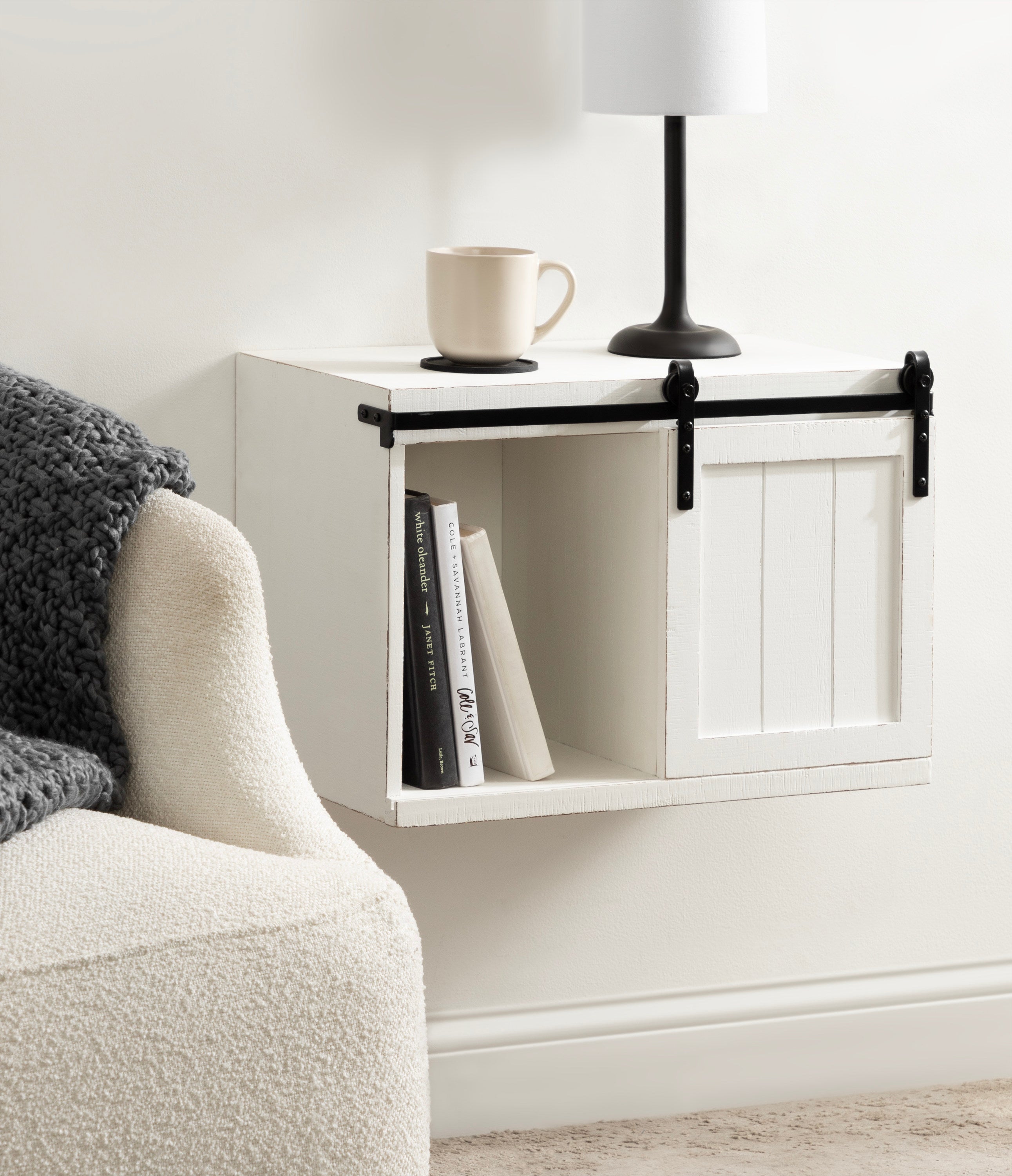 Floating Side Table White 20x12x15 7