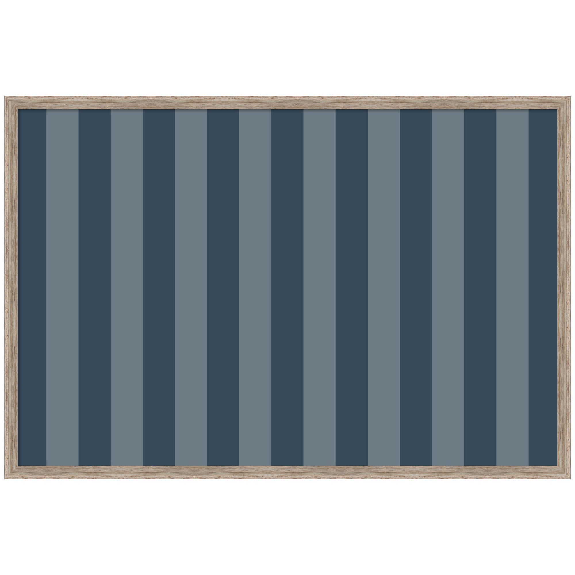 Framed Fabric Pinboard Wide Stripes Blue Wall Organization