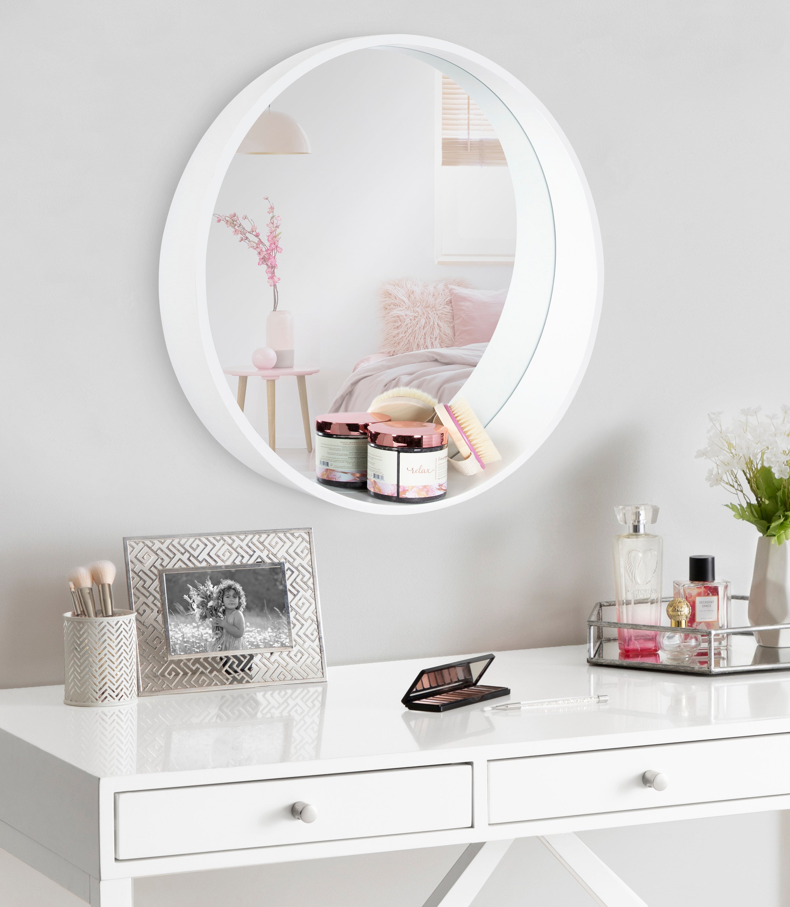 Wheeler Round Framed Wall Mirror