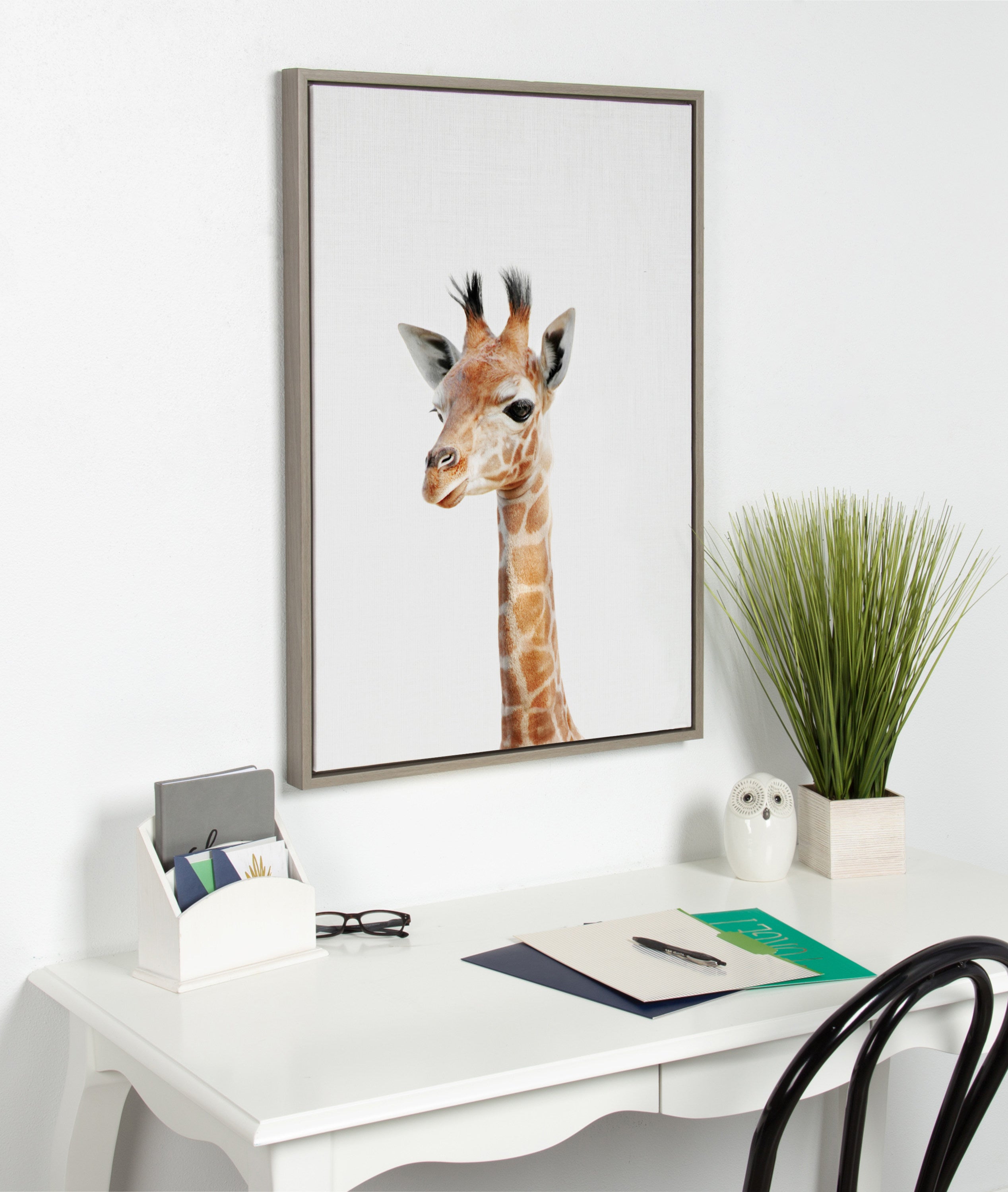 Sylvie Baby Giraffe Framed Canvas by Amy Peterson