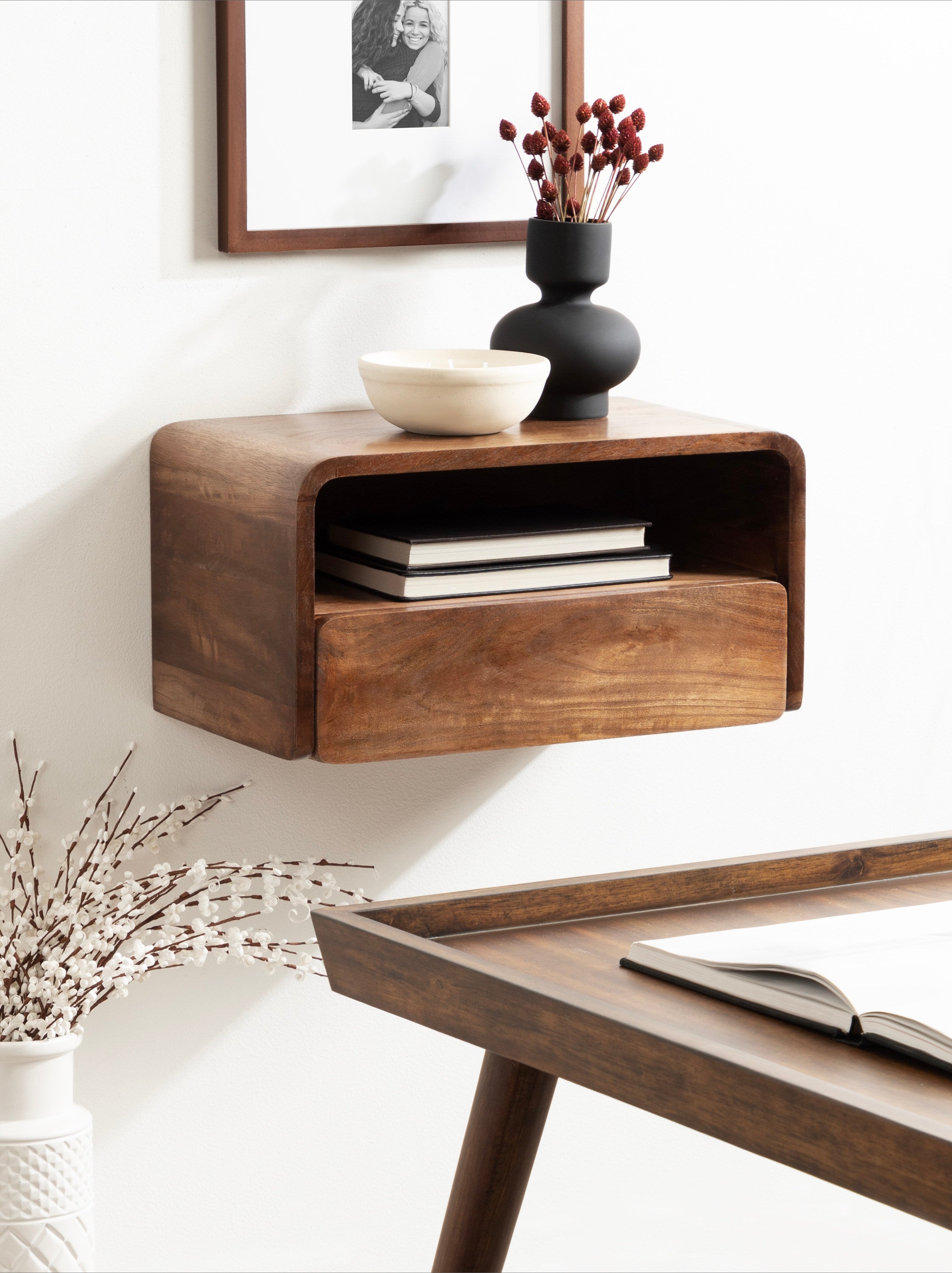 Floating Side Table Walnut Brown 18x10x9 7