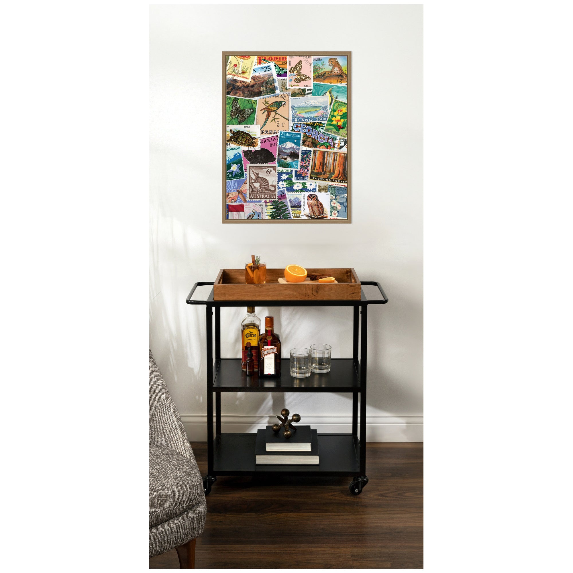 Vintage Stamps by Megan Ryan Framed Canvas Wall Art Print