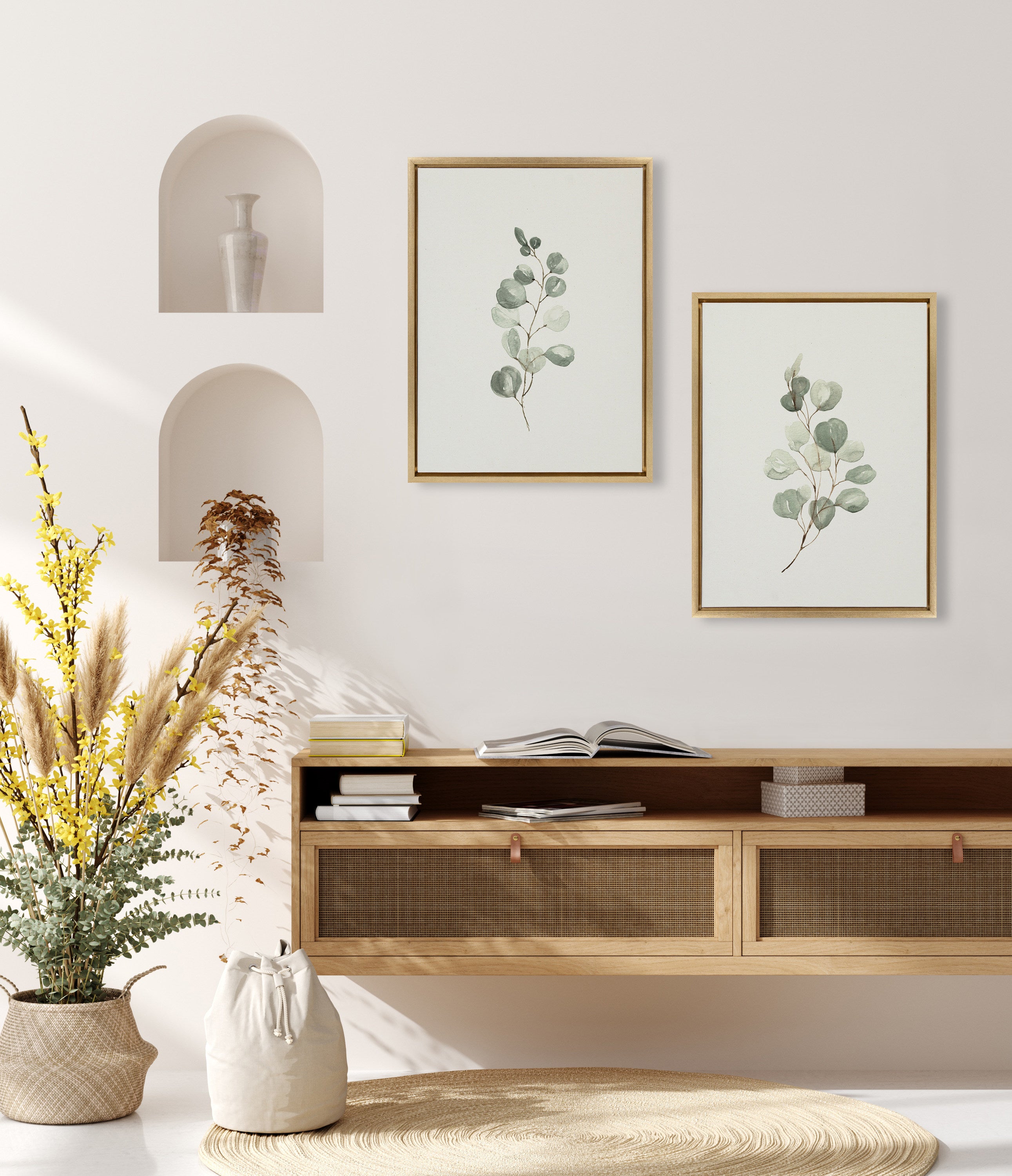 Sylvie Eucalyptus Framed Canvas Set by Maja Mitrovic of Makes My Day Happy