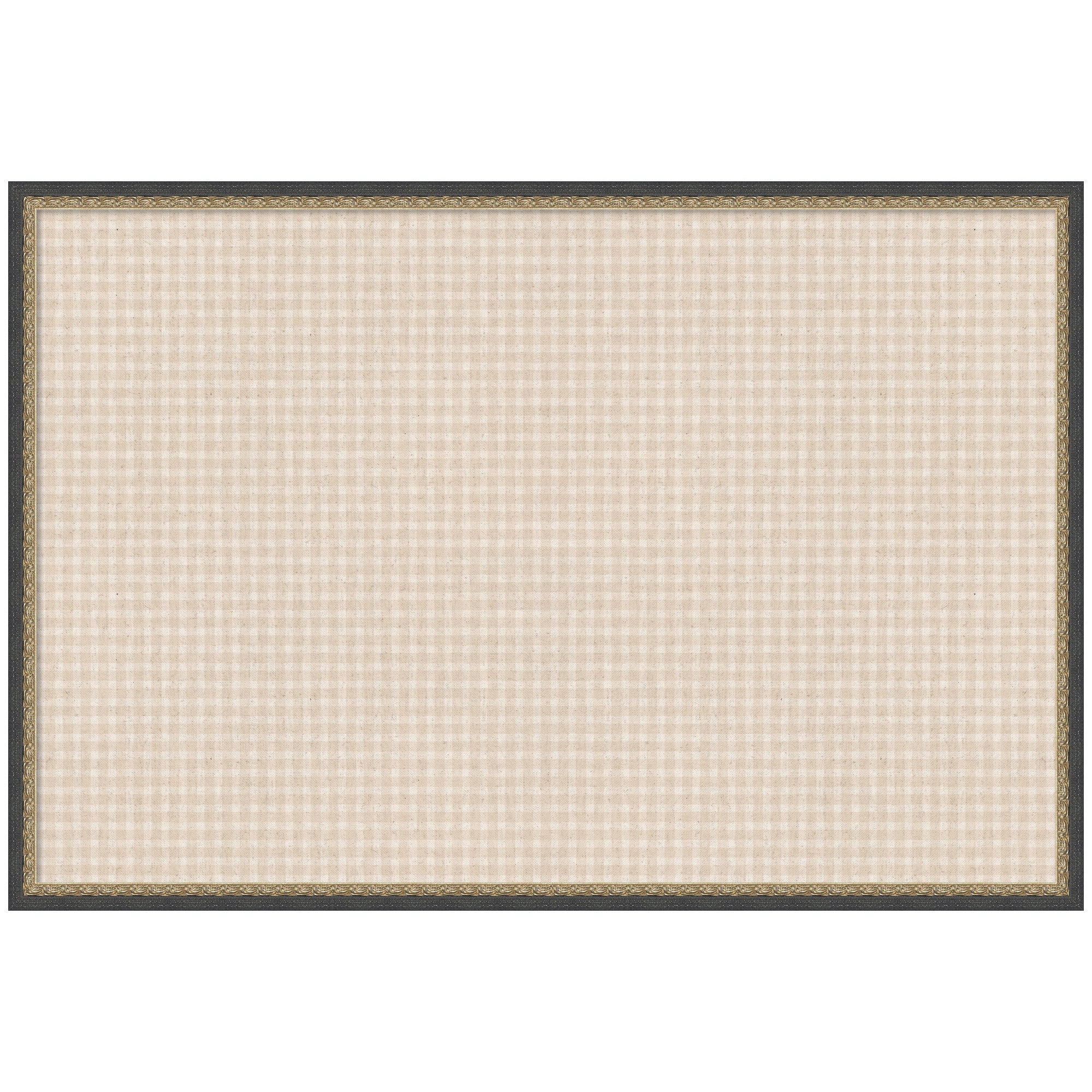 Framed Fabric Pinboard Mini Gingham Neutral Linen Wall Organization
