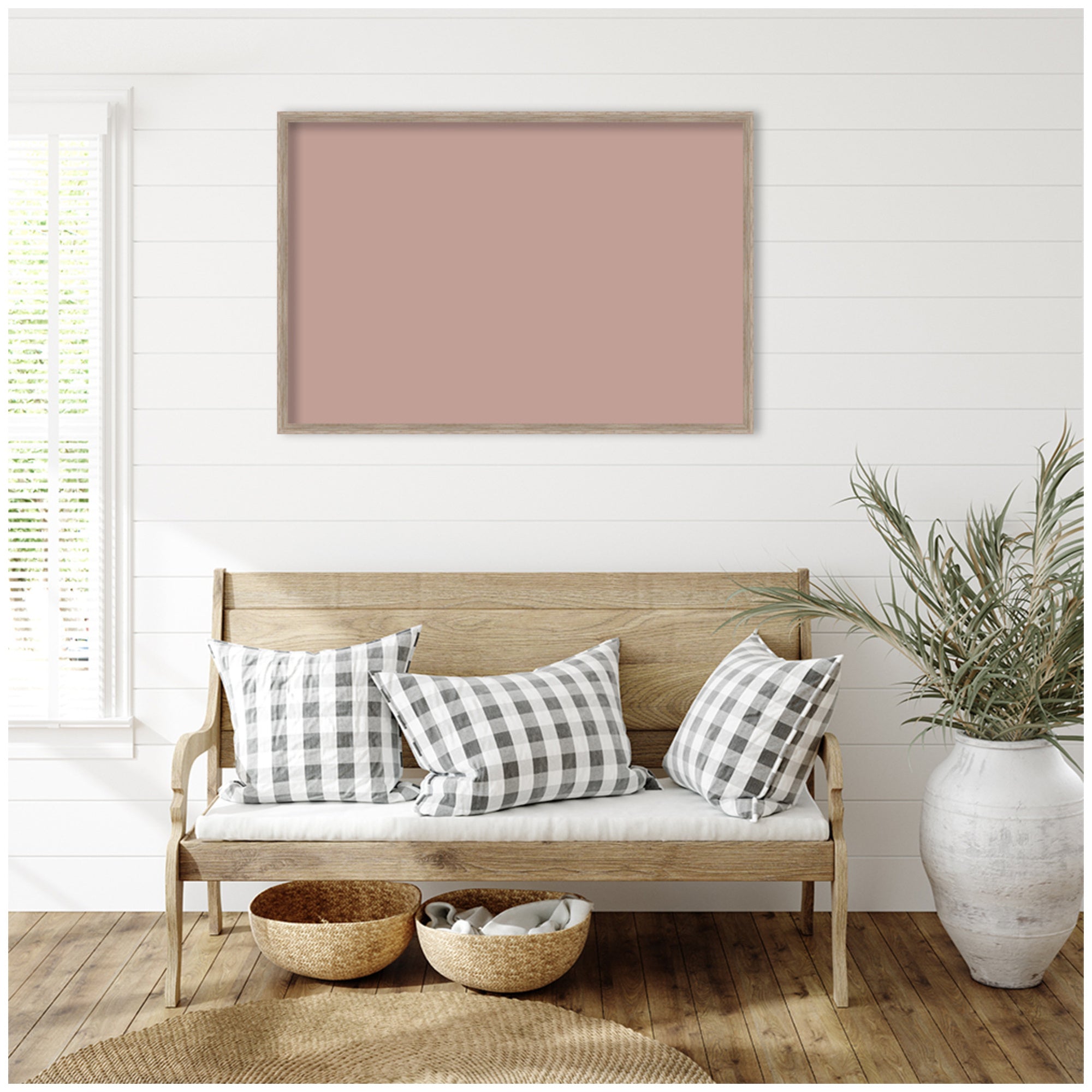 Framed Fabric Pinboard Blush Pink Clay Wall Organization