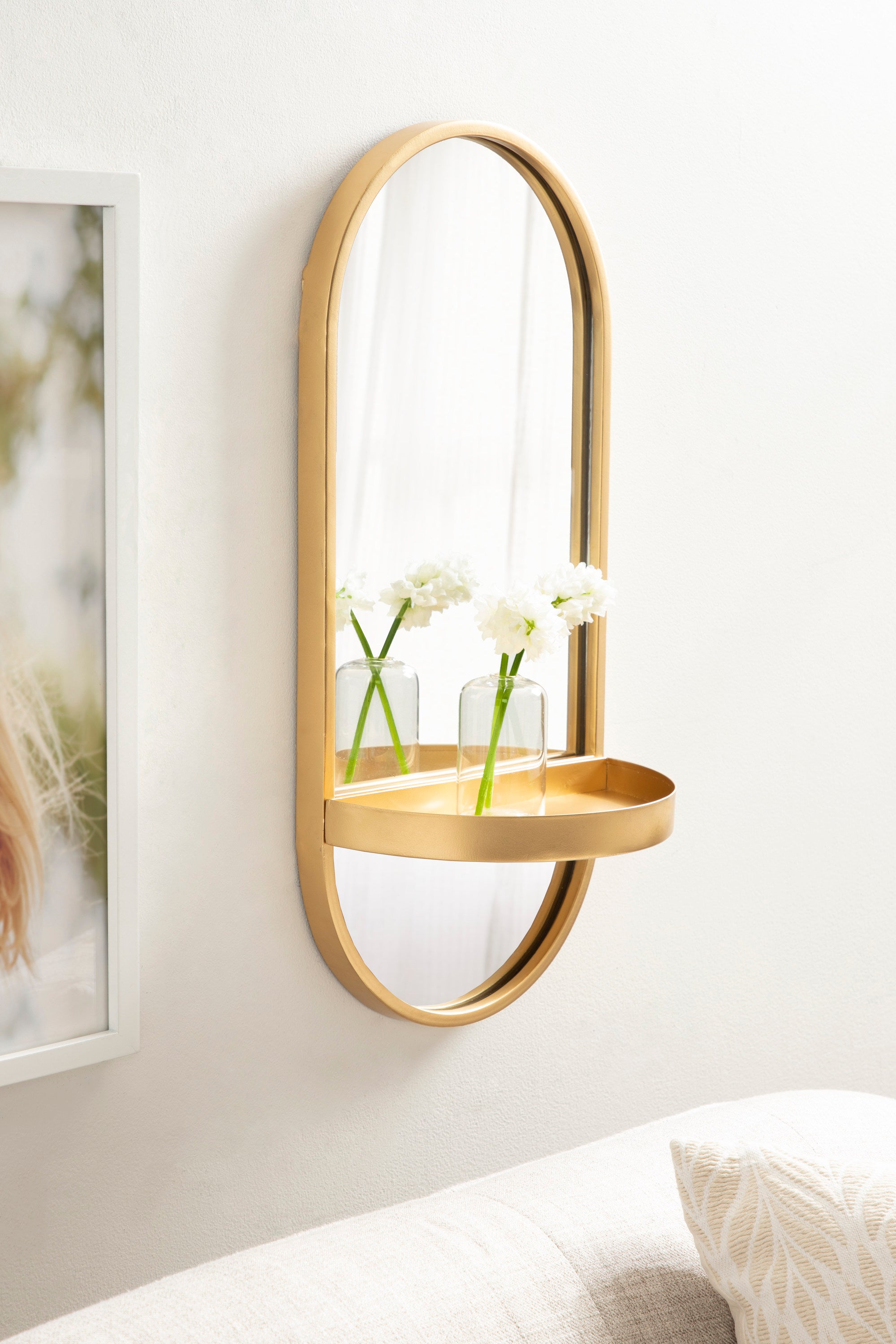 Estero Metal Wall Mirror with Shelf